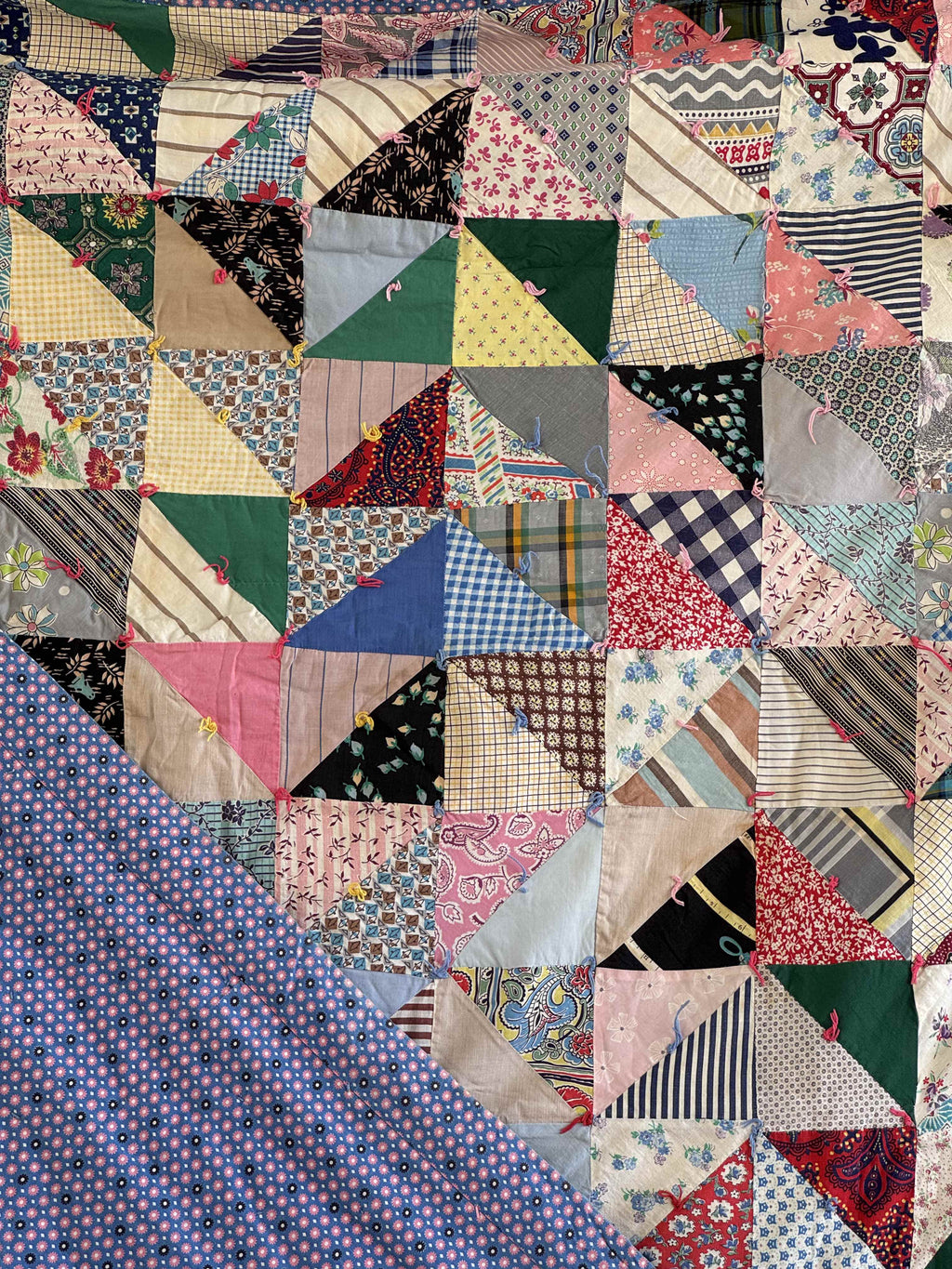 Vintage Quilt Half Square Triangle Scrap