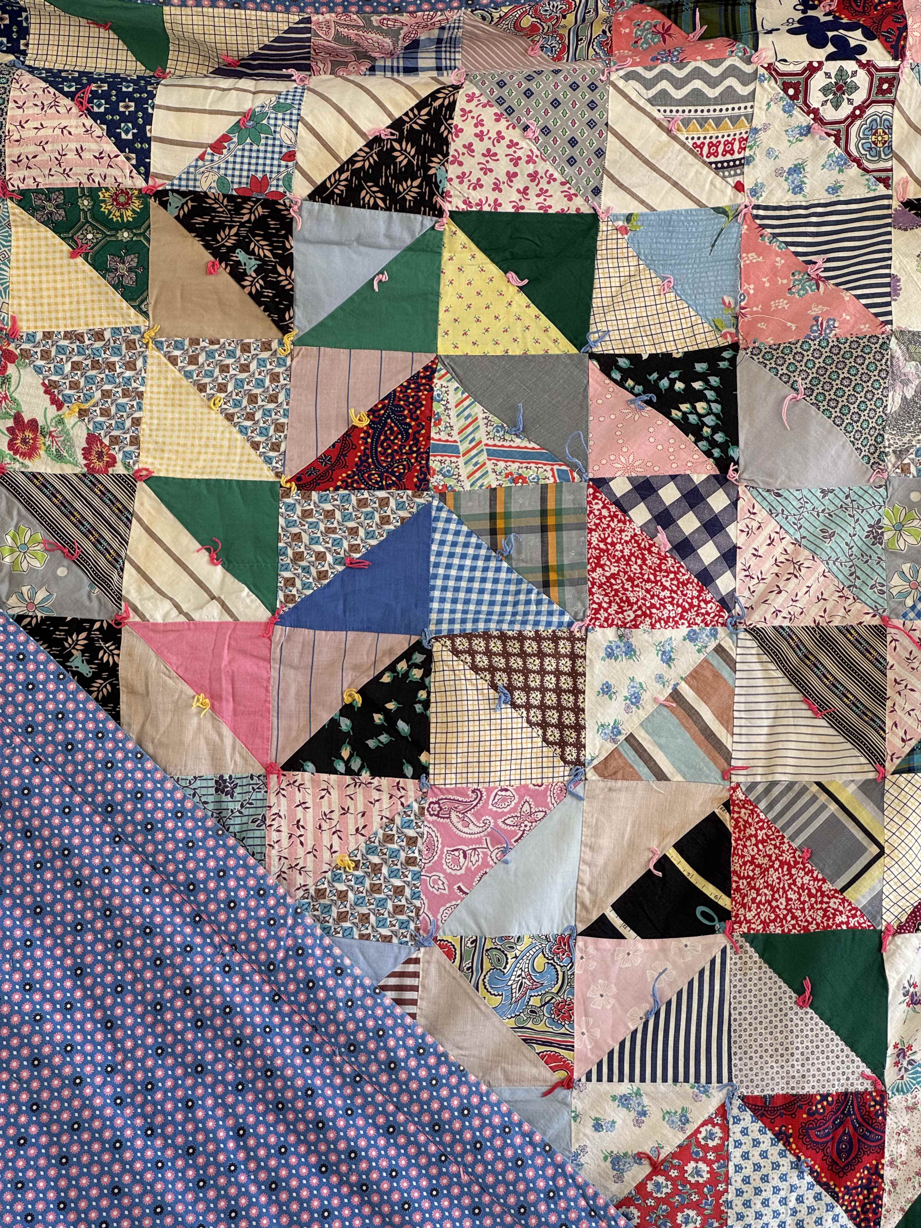 Vintage Quilt Half Square Triangle Scrap