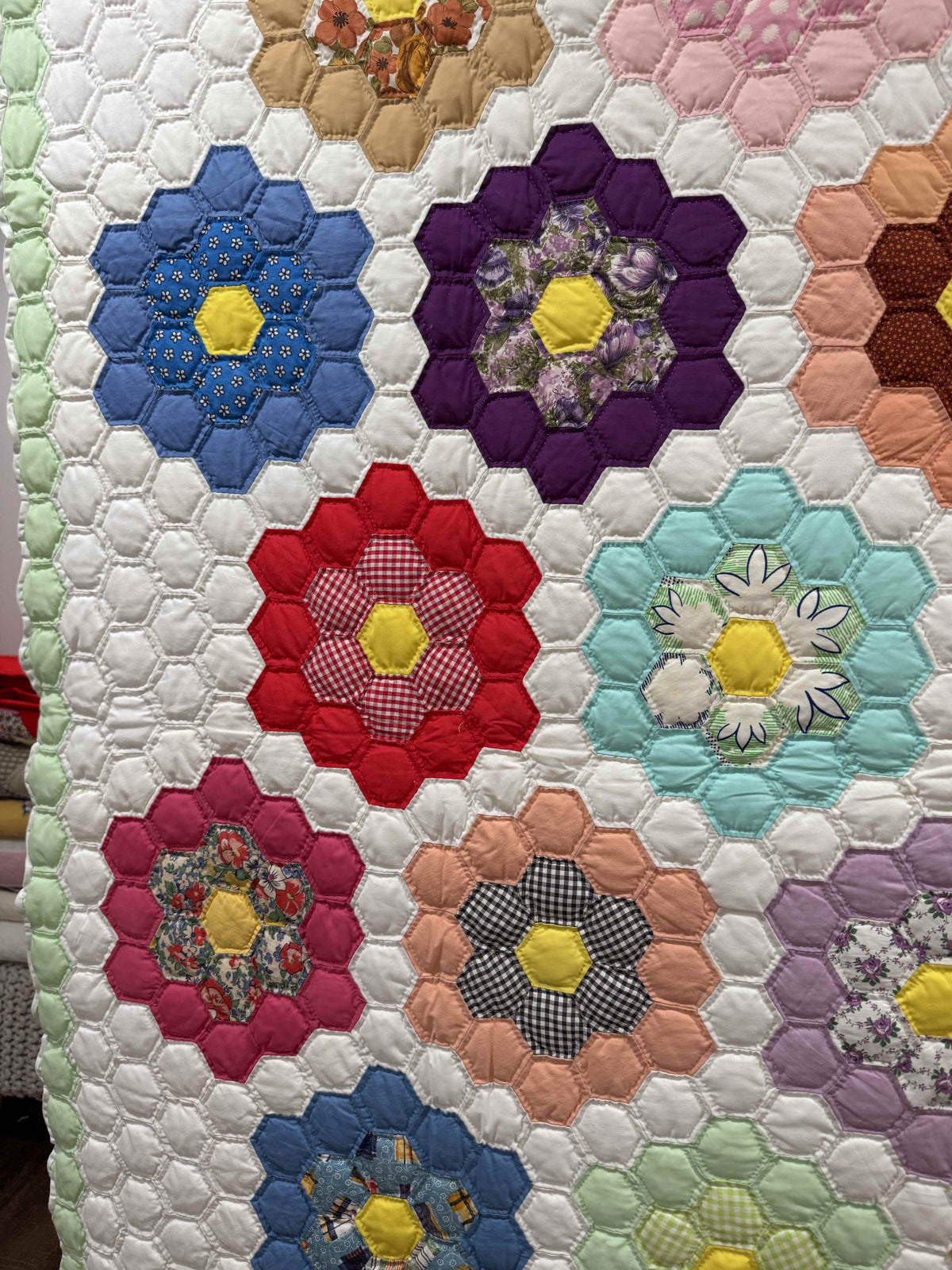 Vintage Quilt Grandmother's Flower Garden