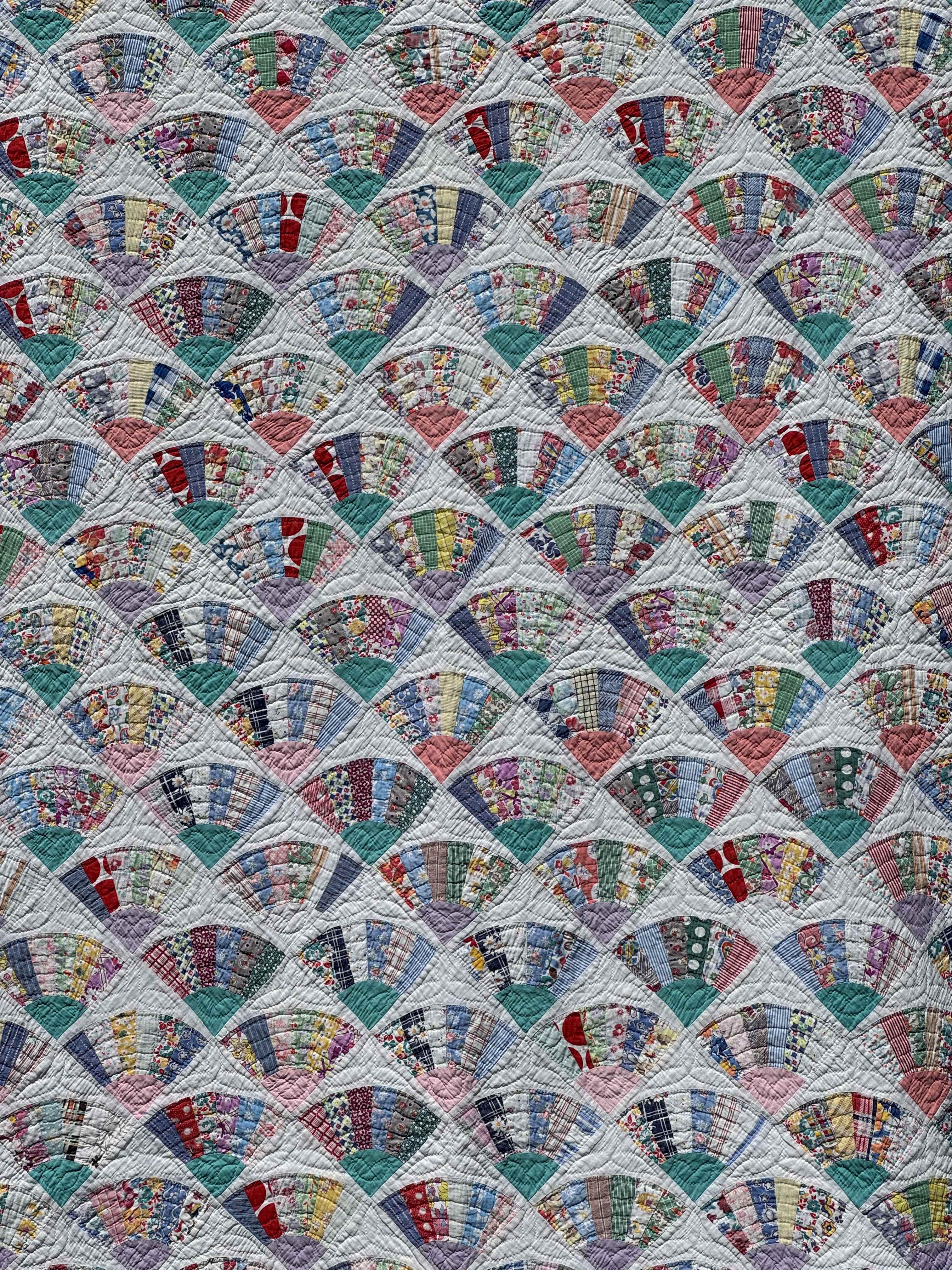 Vintage Quilt Grandmother's Fan Feed Sack