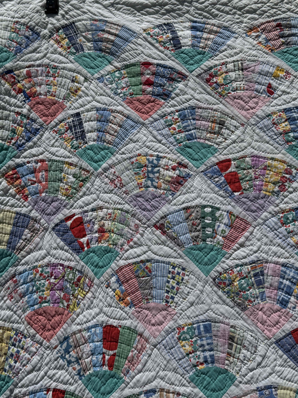 Vintage Quilt Grandmother's Fan Feed Sack