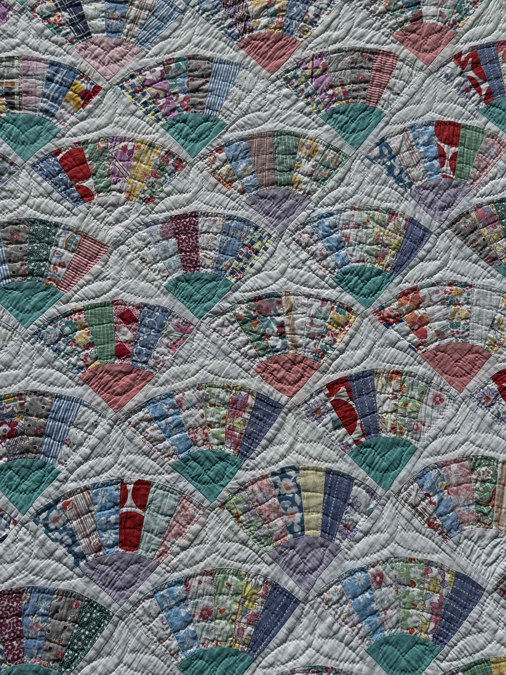 Vintage Quilt Grandmother's Fan Feed Sack