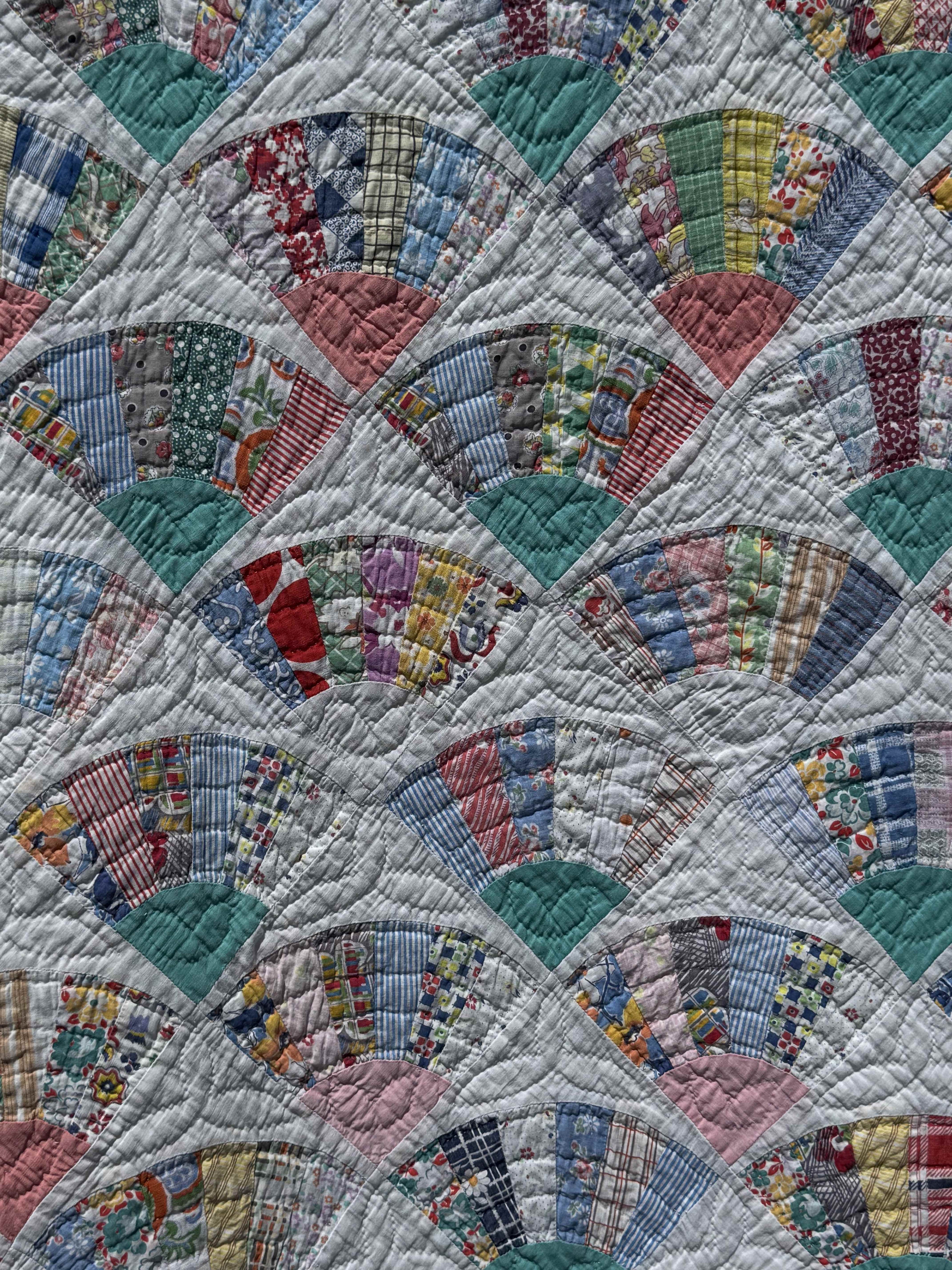 Vintage Quilt Grandmother's Fan Feed Sack