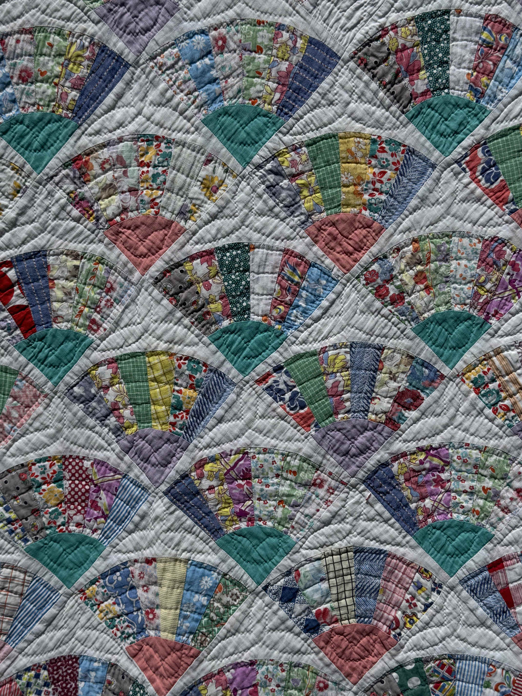 Vintage Quilt Grandmother's Fan Feed Sack