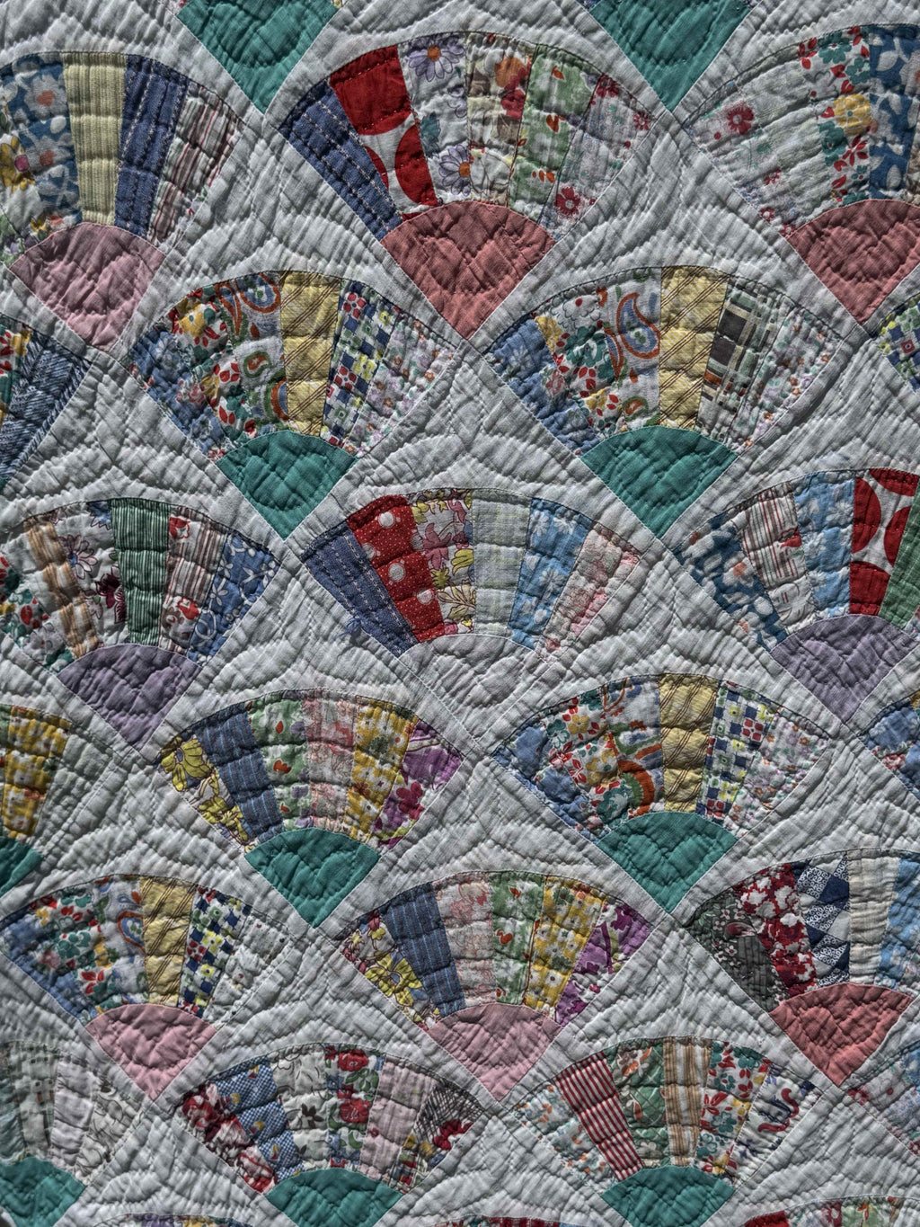 Vintage Quilt Grandmother's Fan Feed Sack