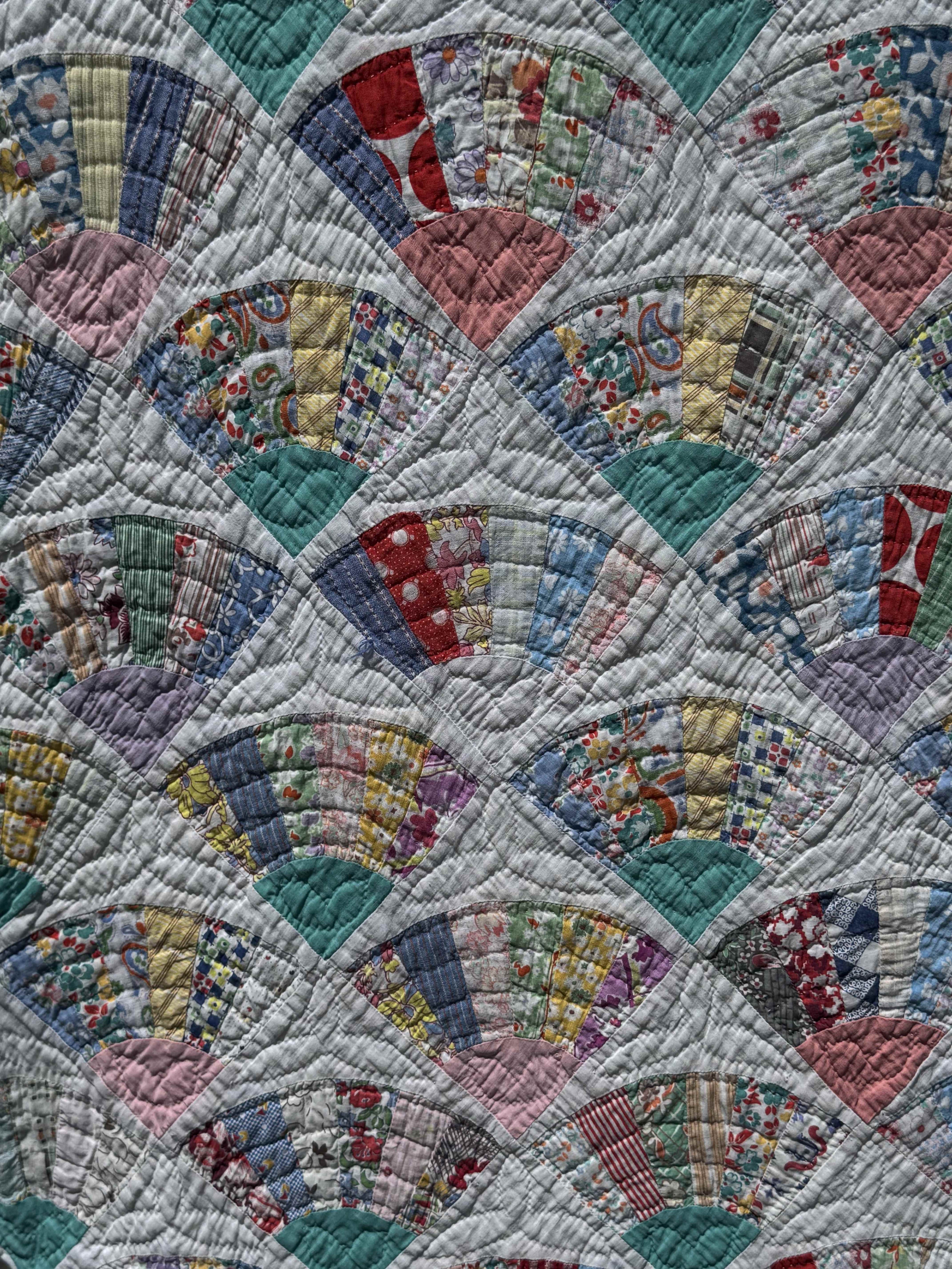 Vintage Quilt Grandmother's Fan Feed Sack