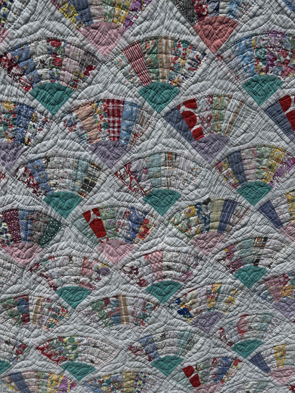 Vintage Quilt Grandmother's Fan Feed Sack