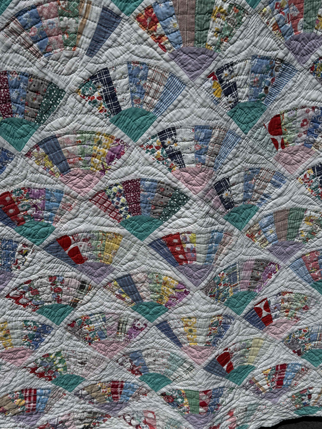 Vintage Quilt Grandmother's Fan Feed Sack