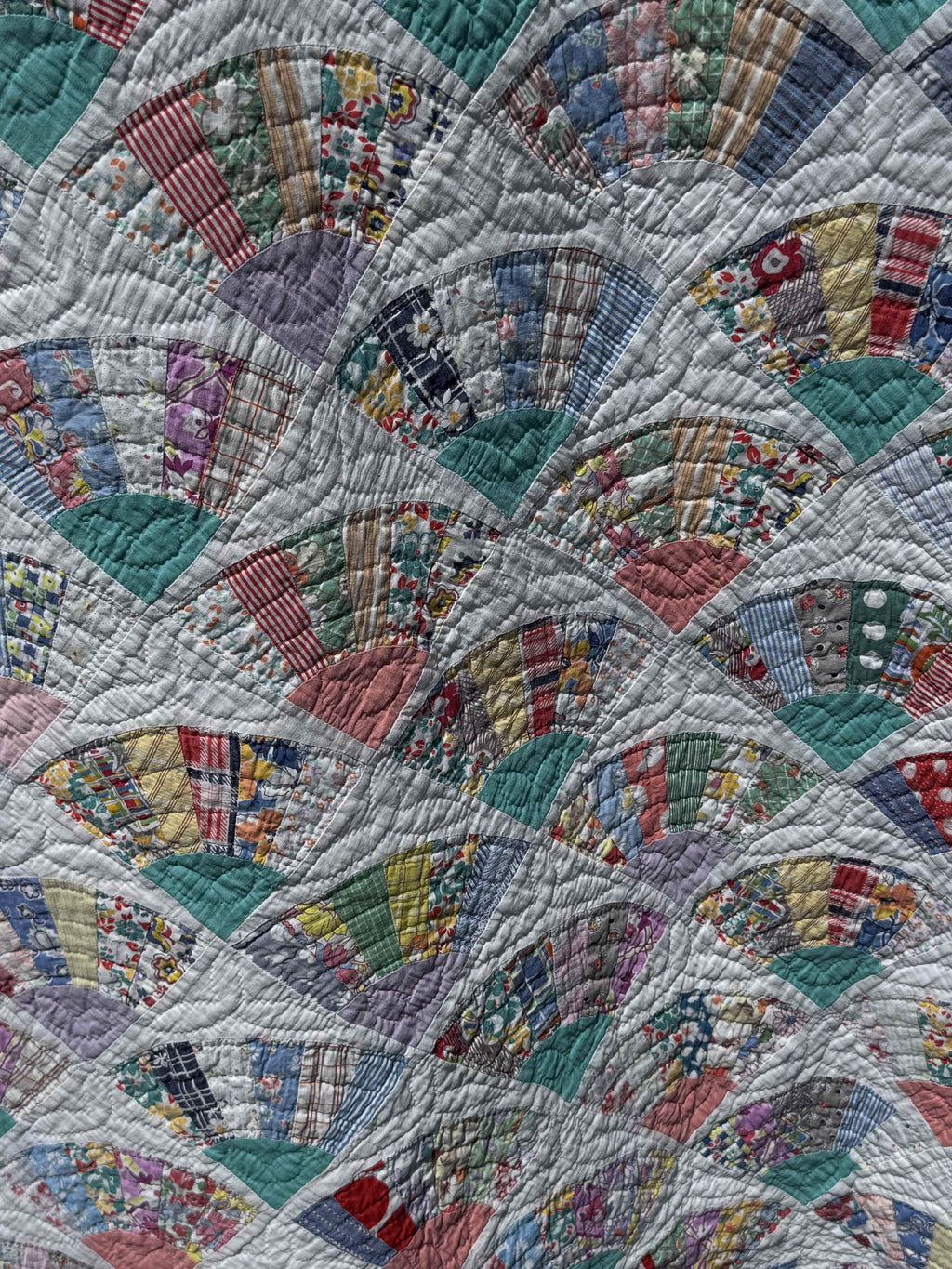 Vintage Quilt Grandmother's Fan Feed Sack