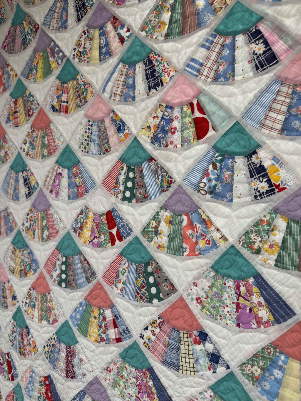 Vintage Quilt Grandmother's Fan Feed Sack