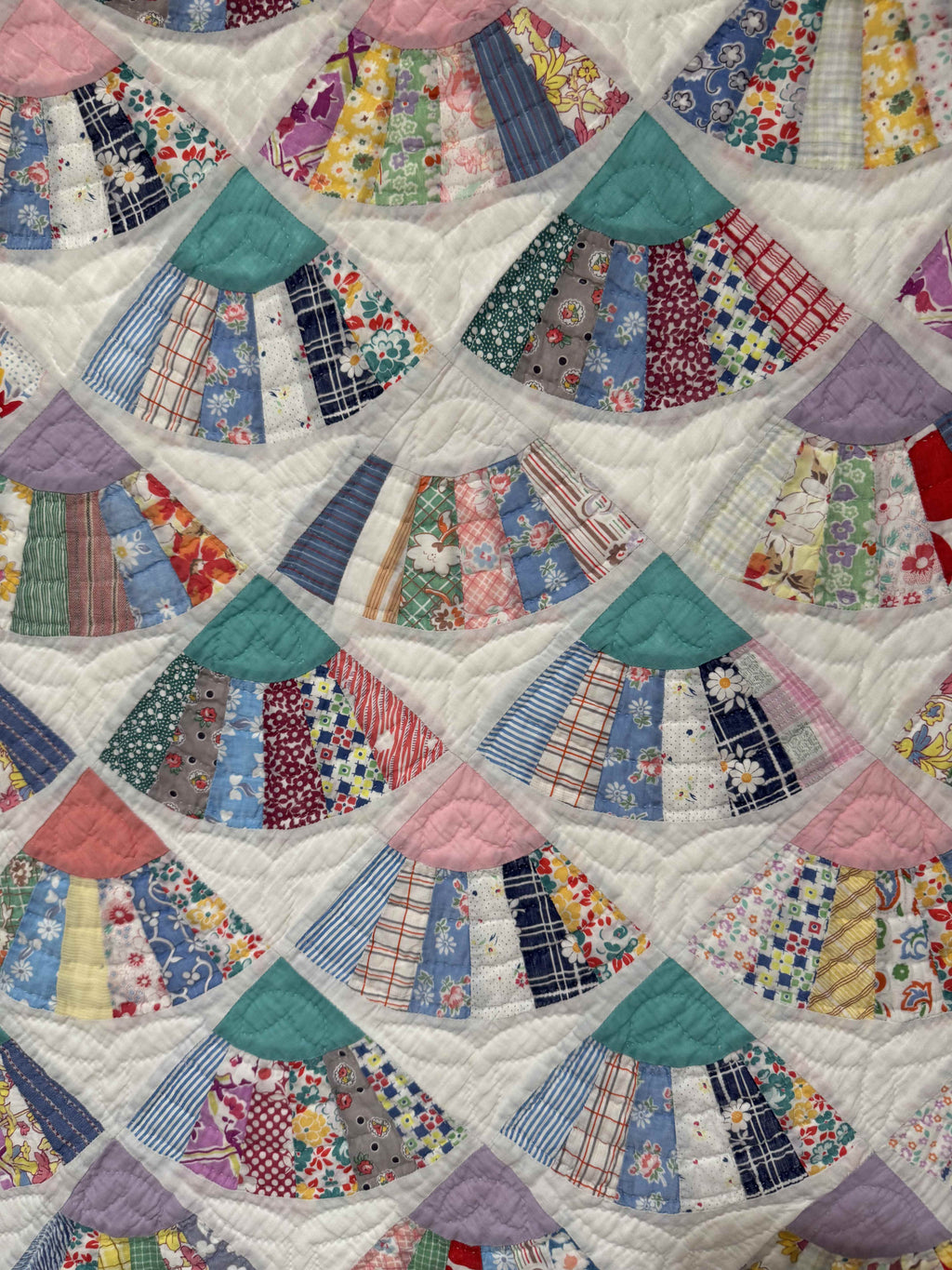 Vintage Quilt Grandmother's Fan Feed Sack
