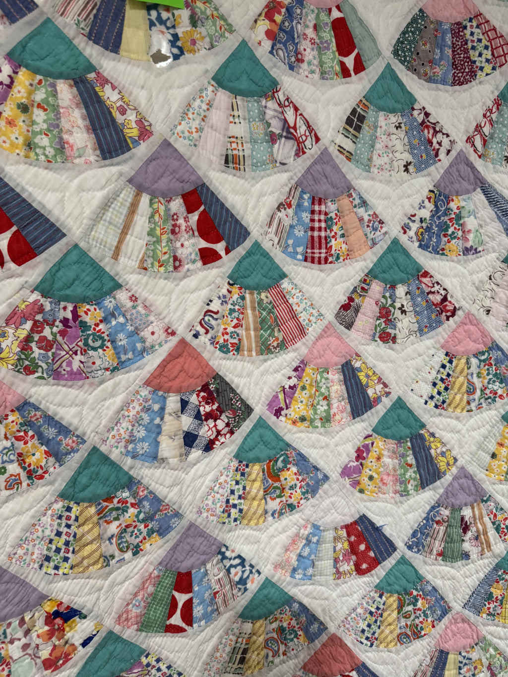 Vintage Quilt Grandmother's Fan Feed Sack