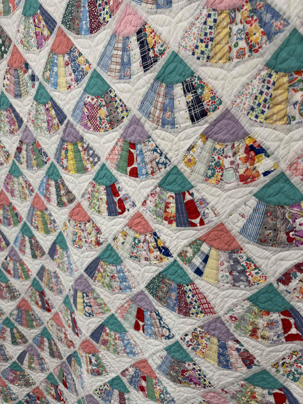 Vintage Quilt Grandmother's Fan Feed Sack