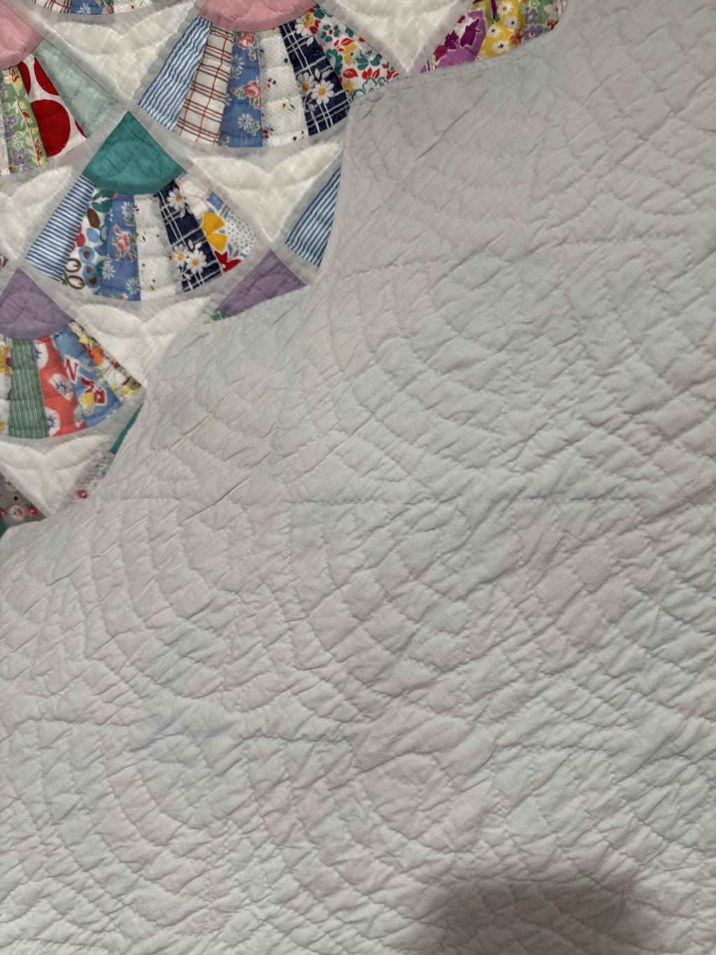 Vintage Quilt Grandmother's Fan Feed Sack