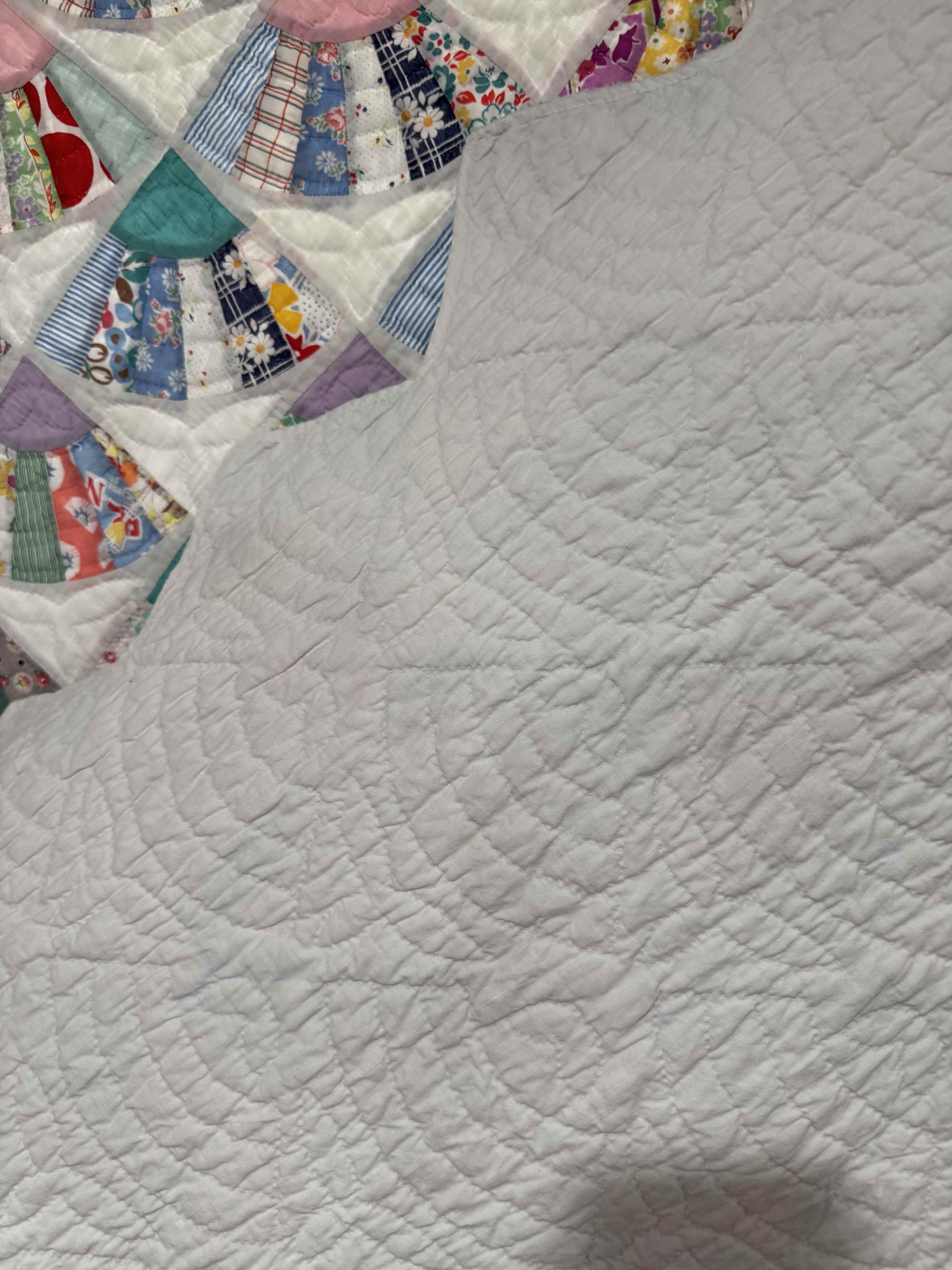 Vintage Quilt Grandmother's Fan Feed Sack