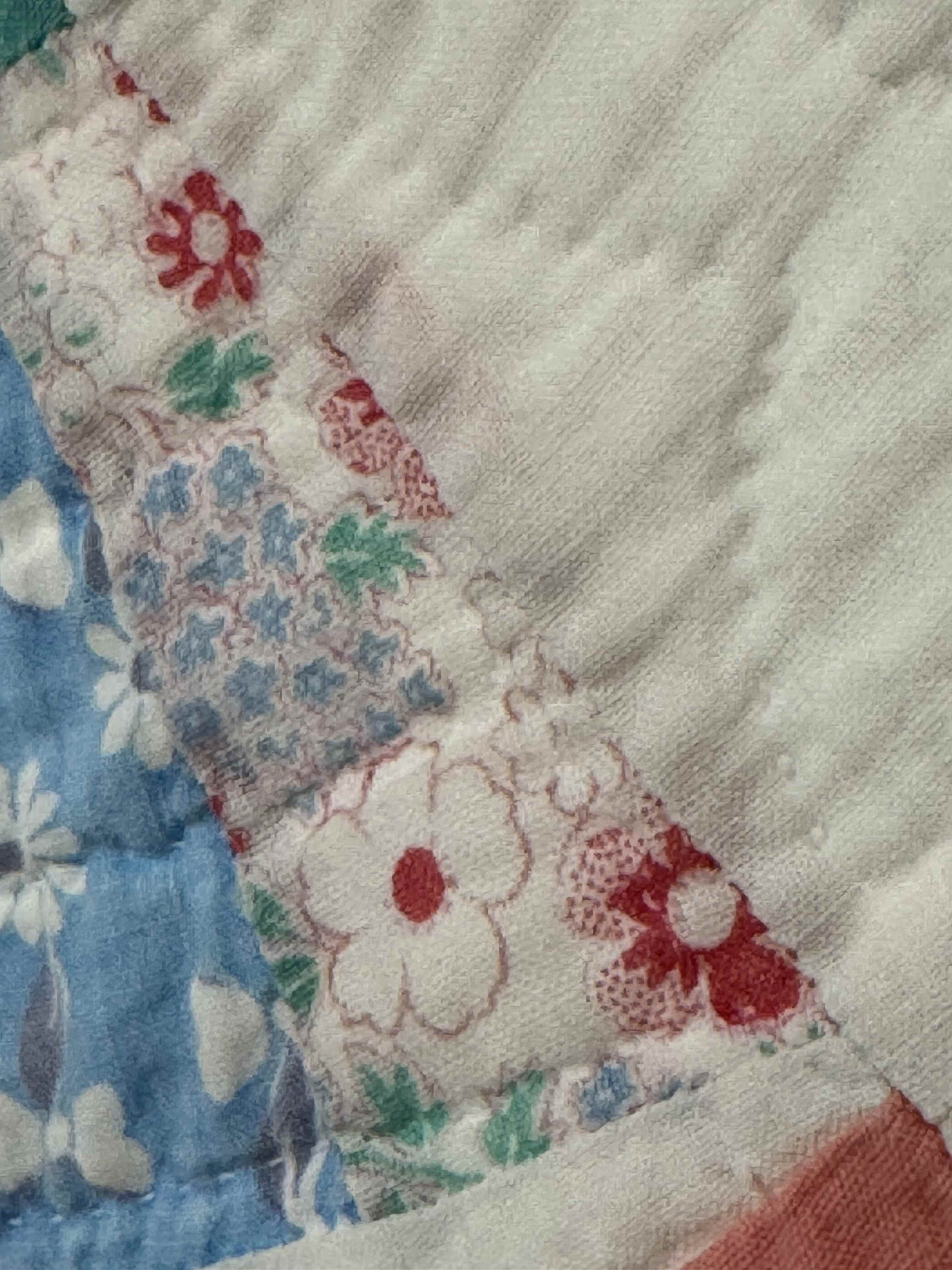Vintage Quilt Grandmother's Fan Feed Sack
