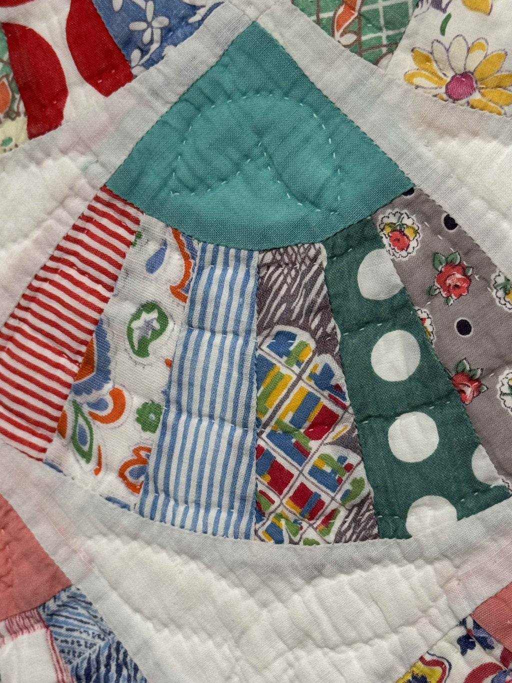 Vintage Quilt Grandmother's Fan Feed Sack
