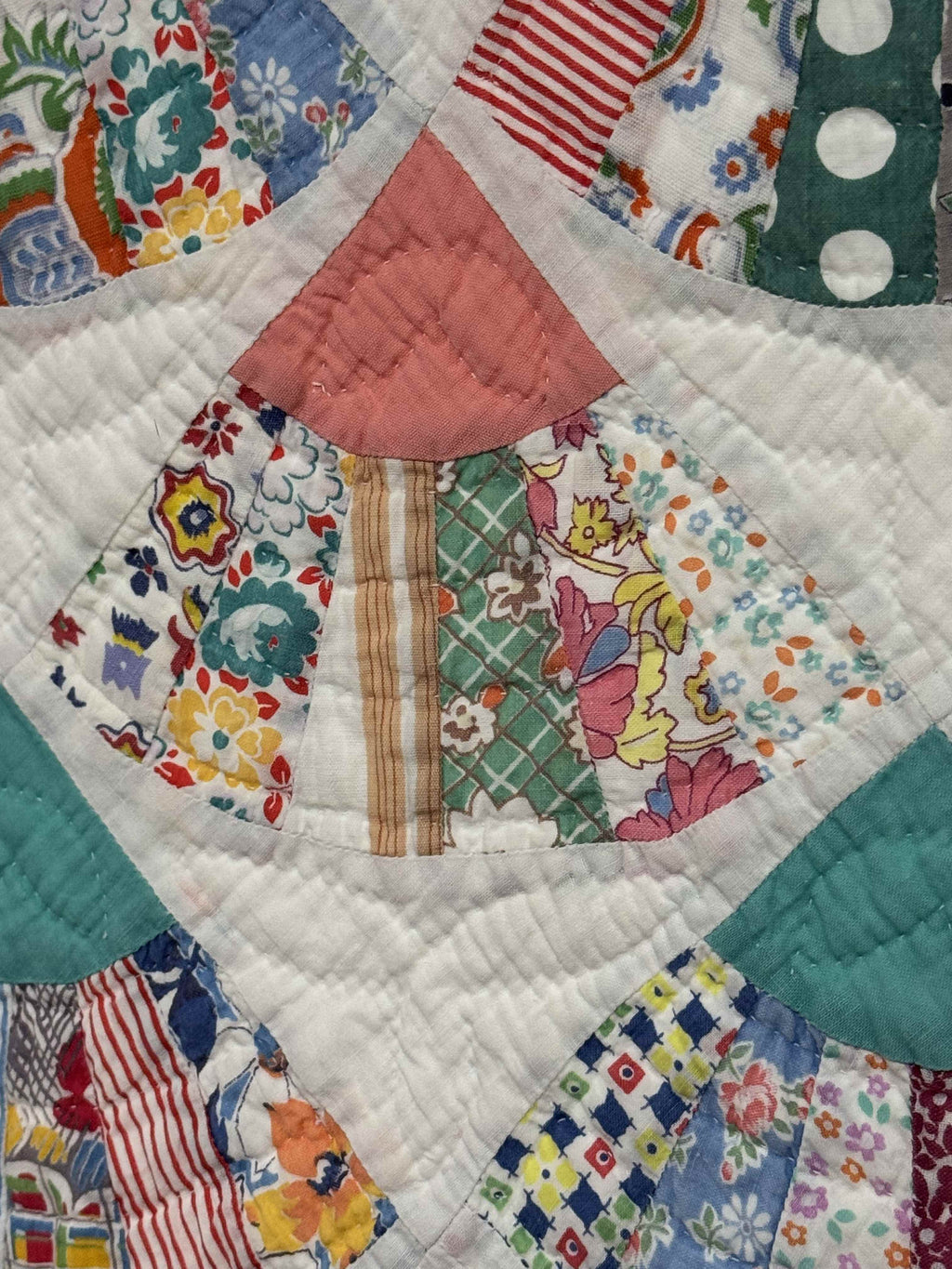 Vintage Quilt Grandmother's Fan Feed Sack