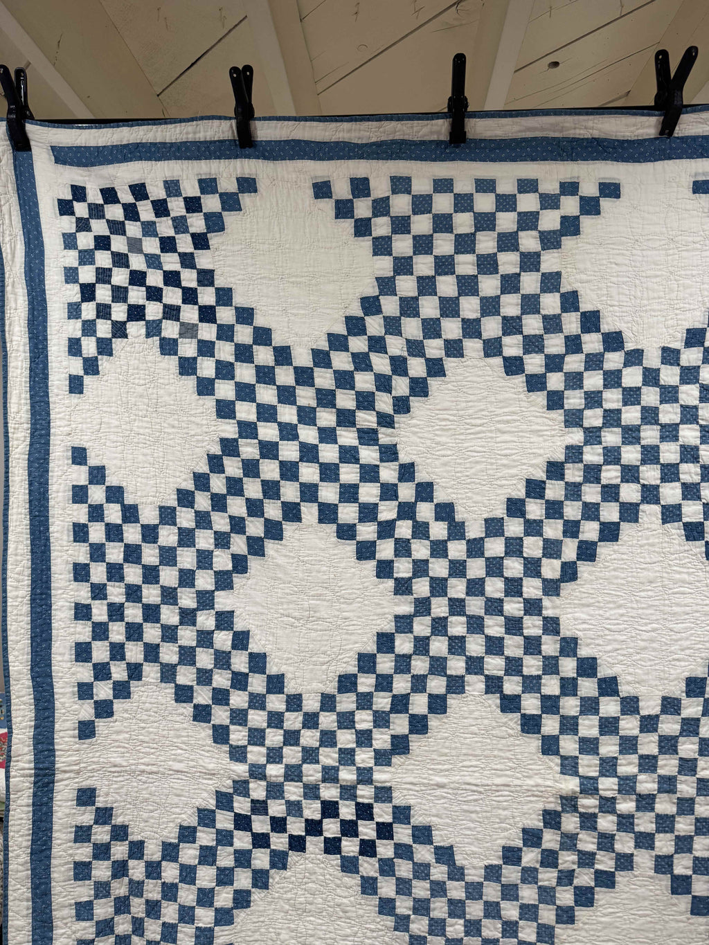 Antique Quilt Cadet Blue Triple Irish Chain