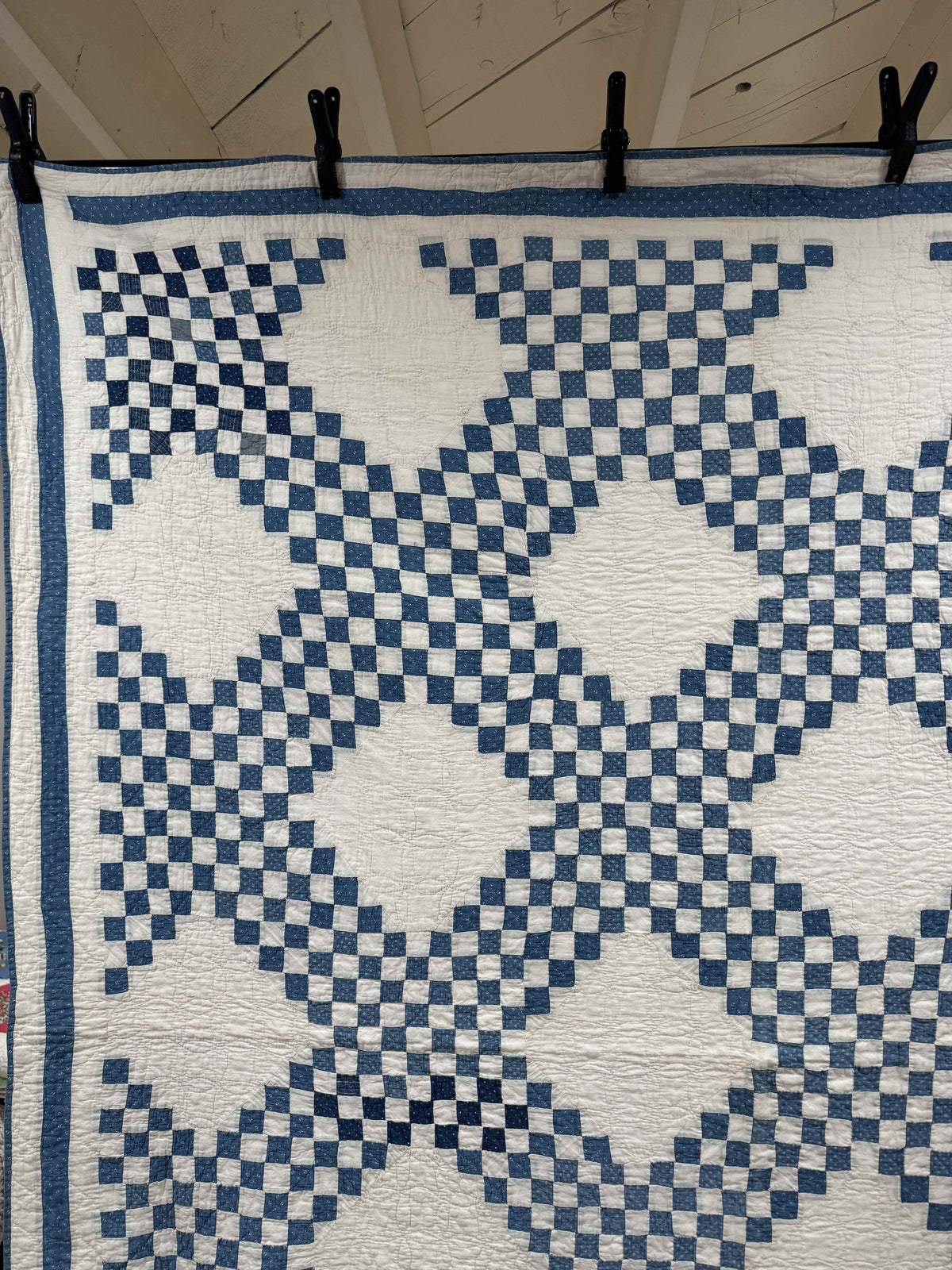 Antique Quilt Cadet Blue Triple Irish Chain