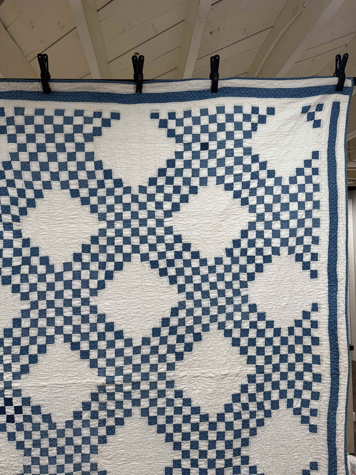 Antique Quilt Cadet Blue Triple Irish Chain