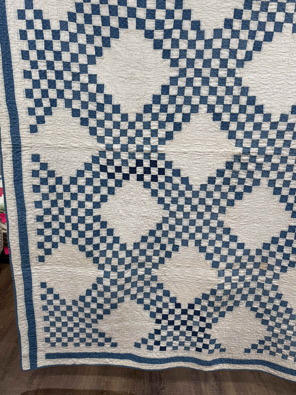 Antique Quilt Cadet Blue Triple Irish Chain