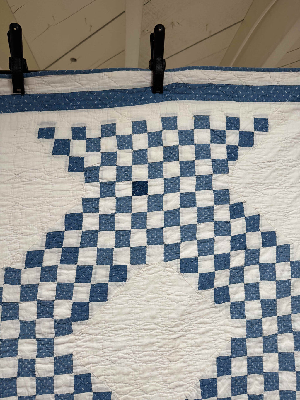 Antique Quilt Cadet Blue Triple Irish Chain