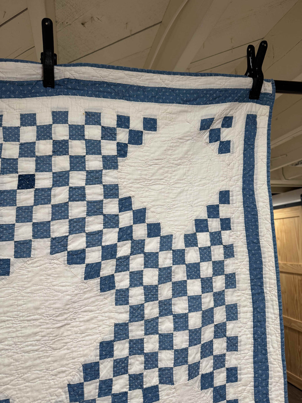Antique Quilt Cadet Blue Triple Irish Chain