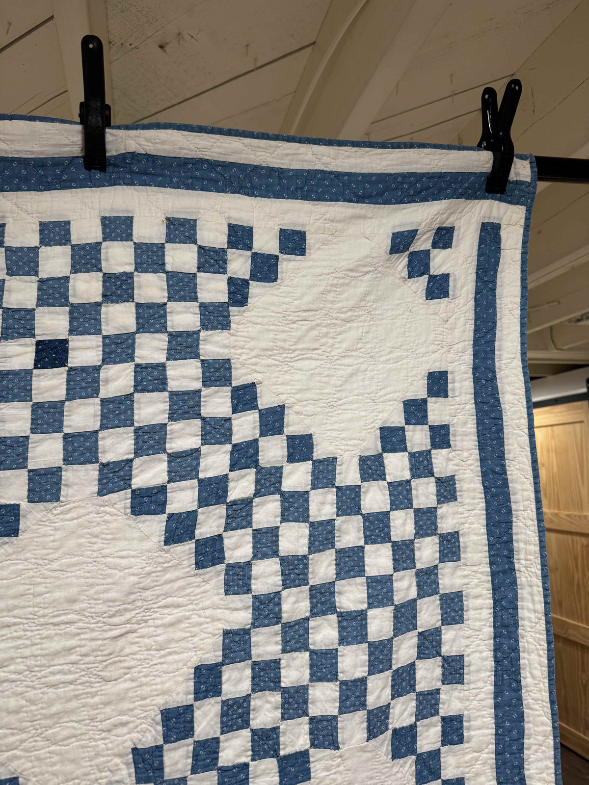 Antique Quilt Cadet Blue Triple Irish Chain