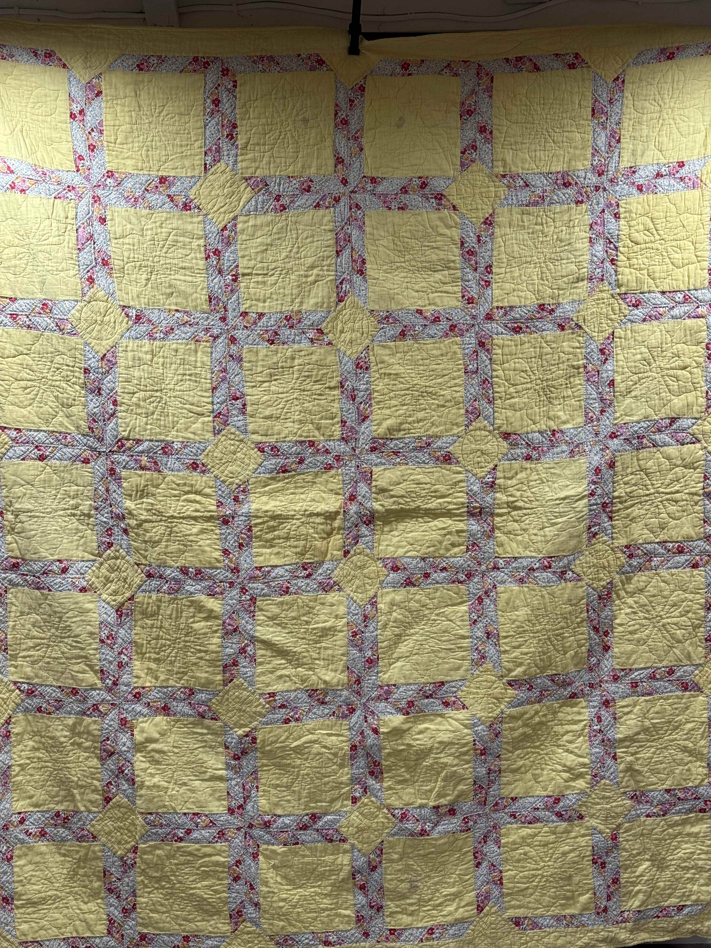 **SOLD** Vintage Quilt Lattice Yellow **SOLD**