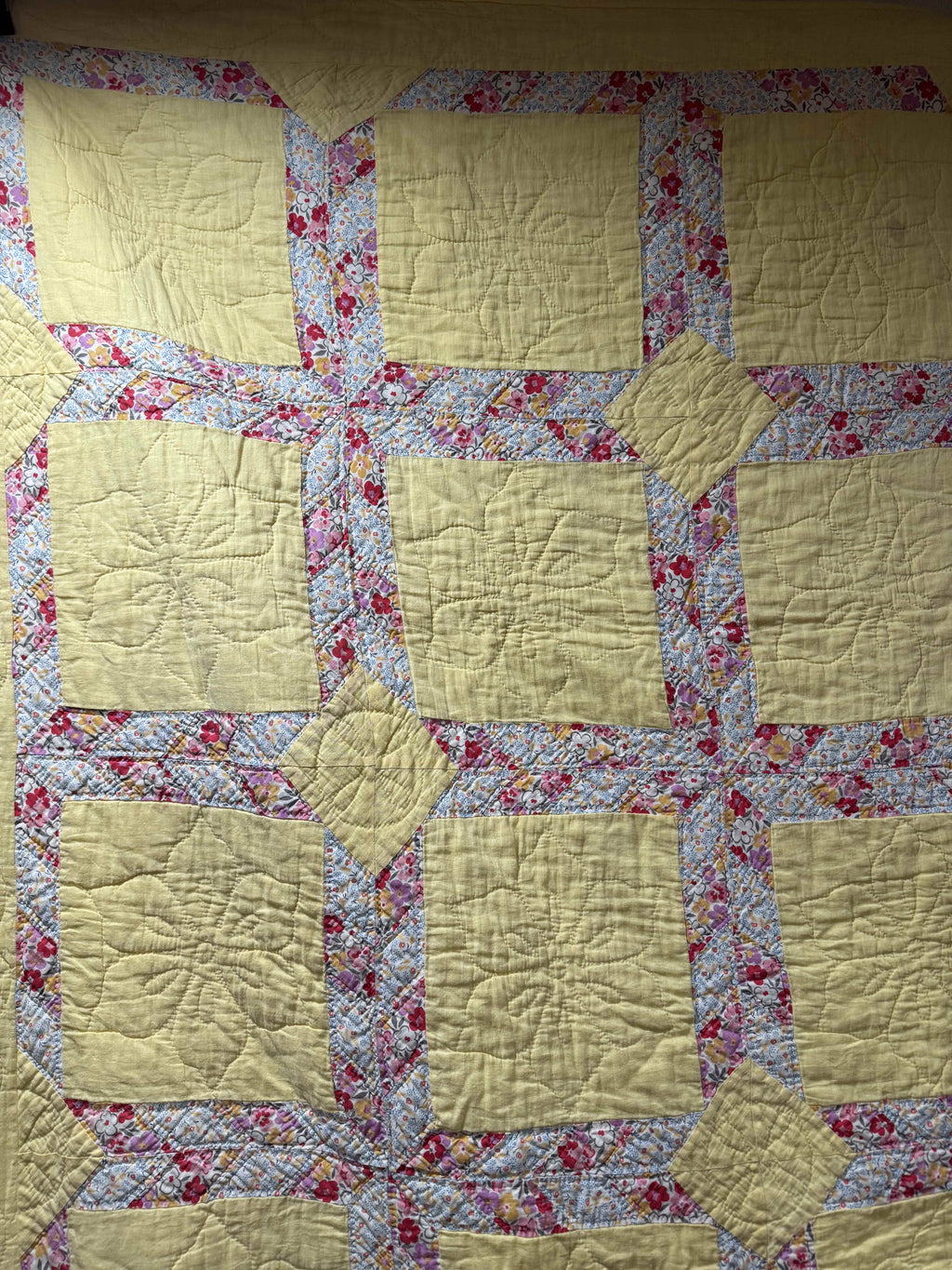 **SOLD** Vintage Quilt Lattice Yellow **SOLD**