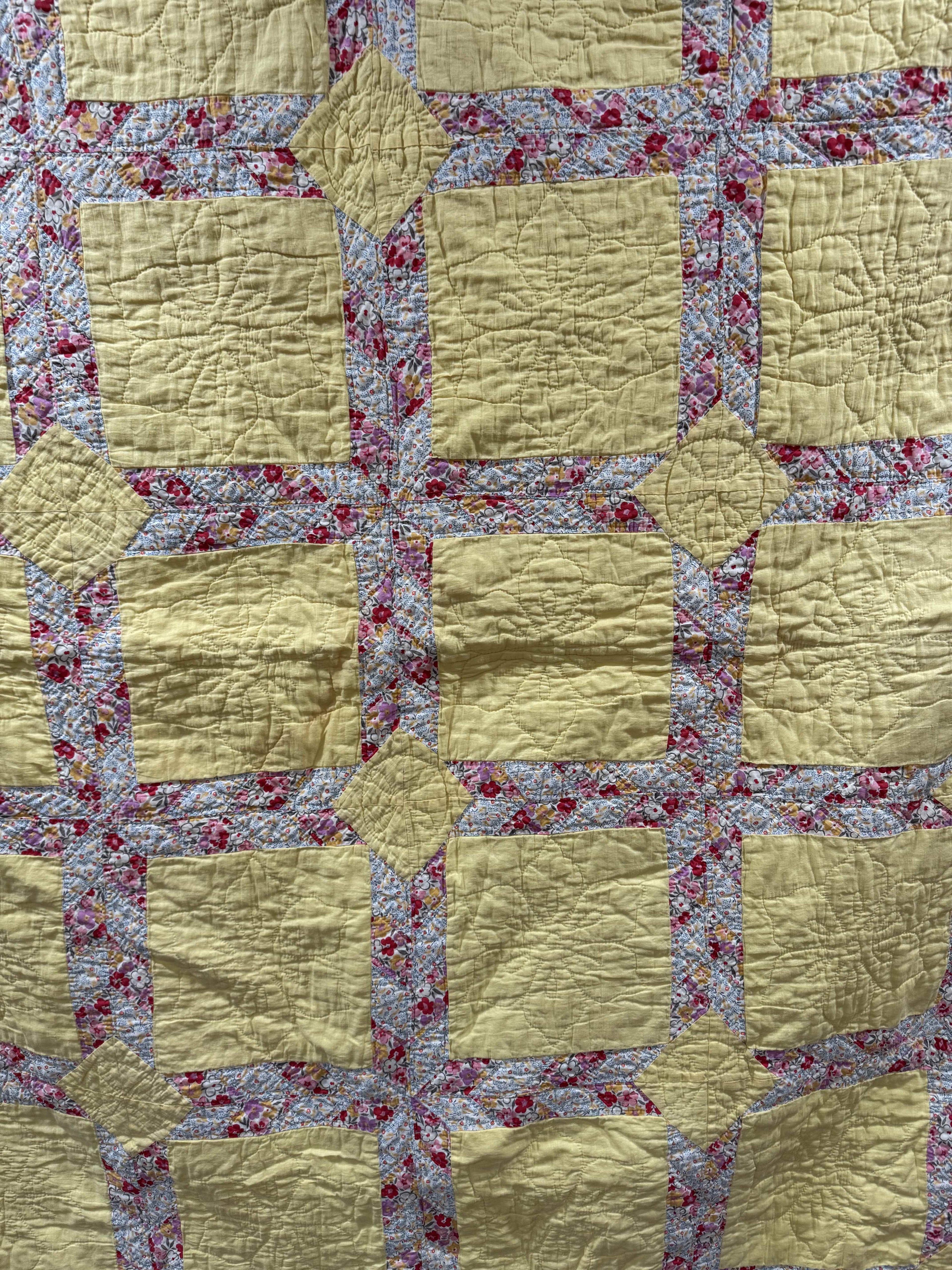 **SOLD** Vintage Quilt Lattice Yellow **SOLD**