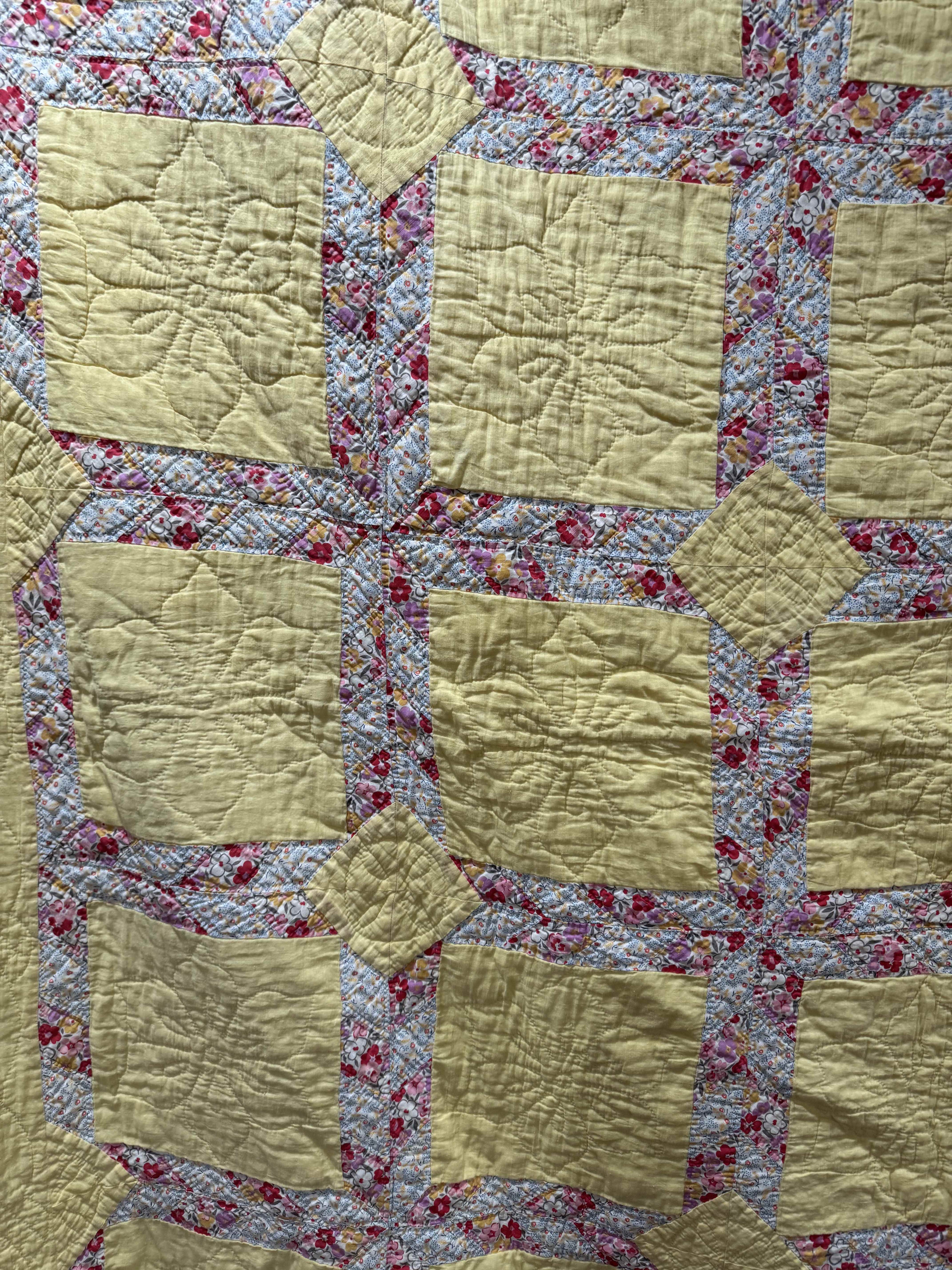 **SOLD** Vintage Quilt Lattice Yellow **SOLD**