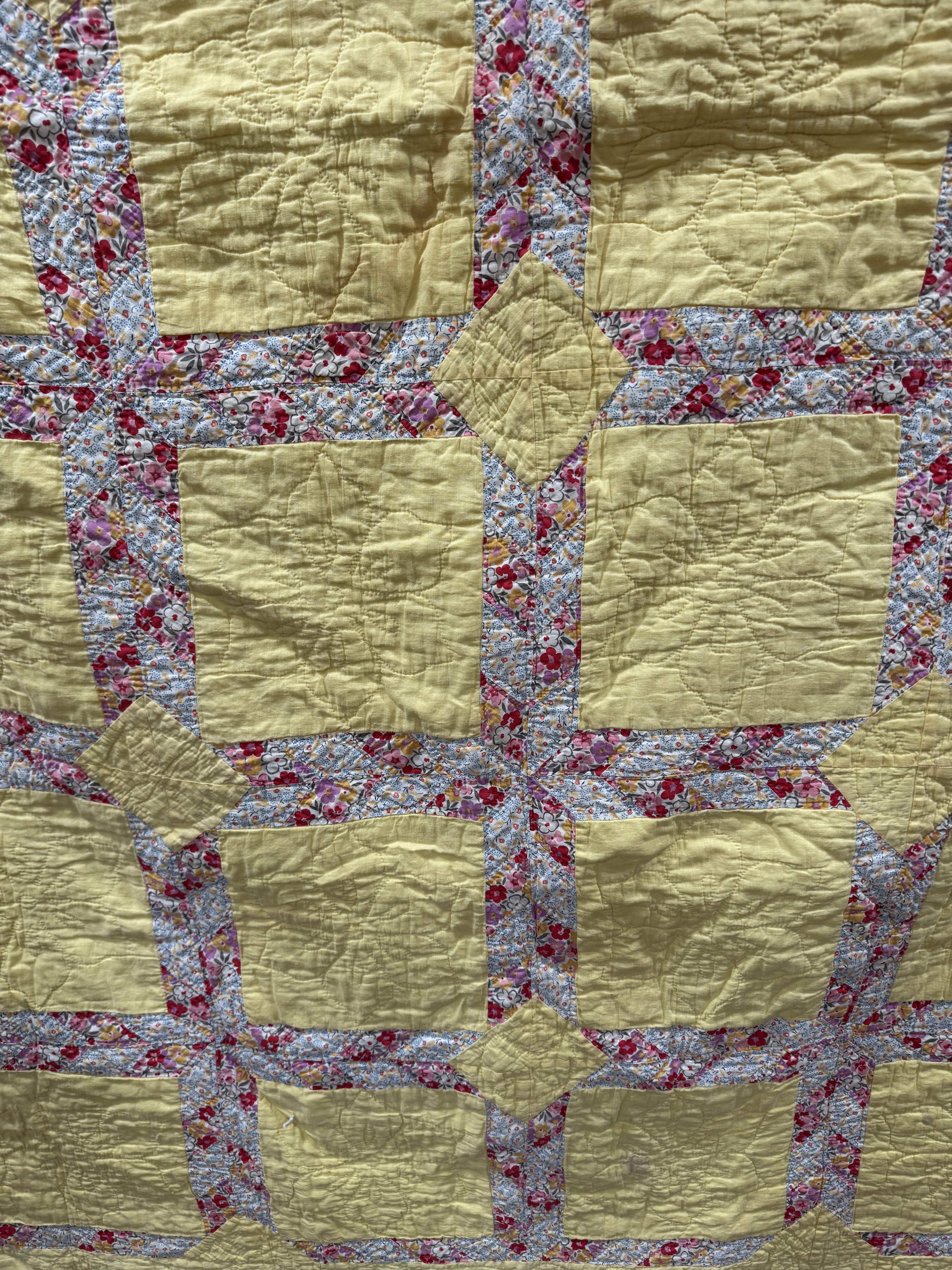 **SOLD** Vintage Quilt Lattice Yellow **SOLD**