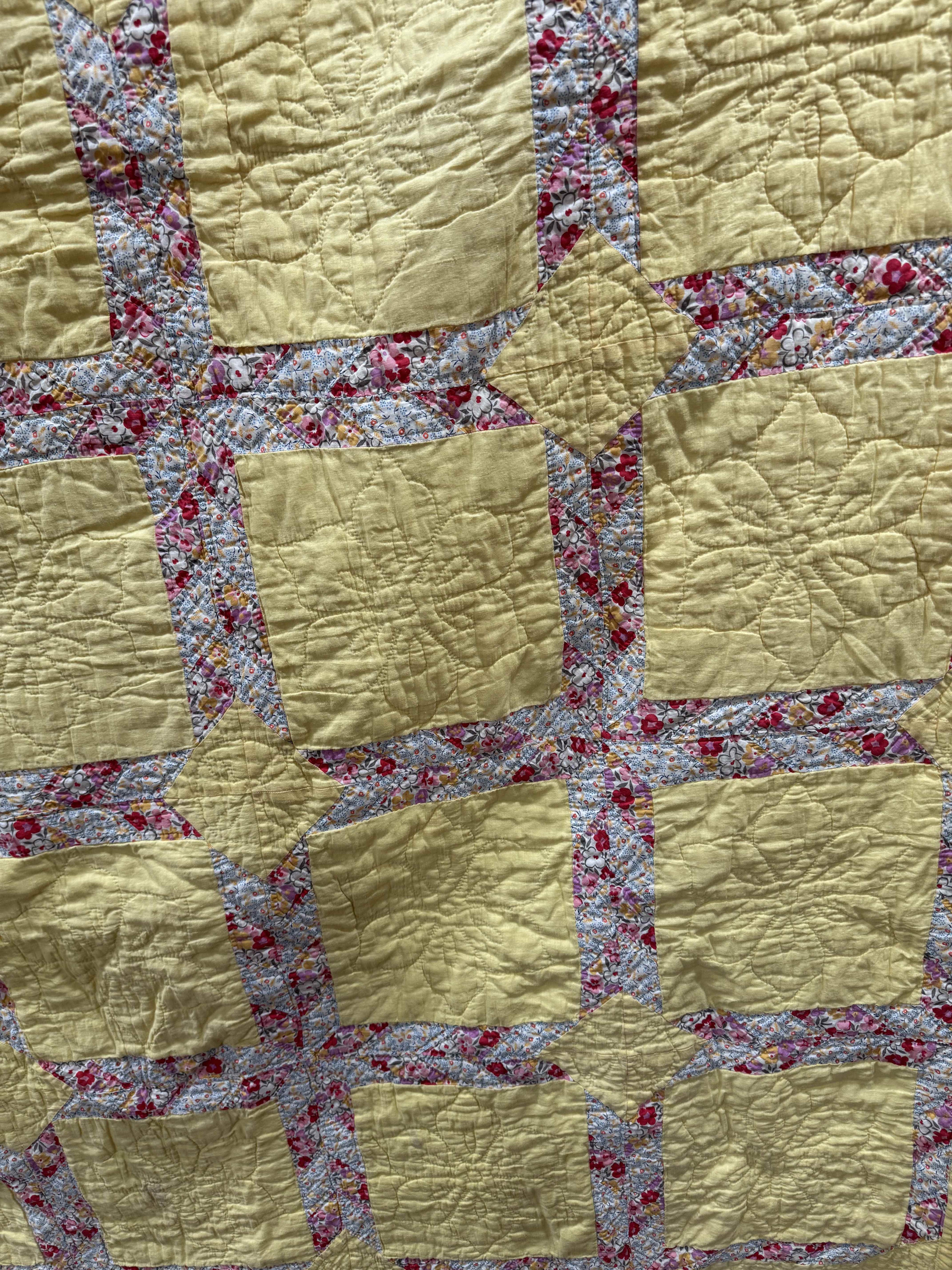 **SOLD** Vintage Quilt Lattice Yellow **SOLD**