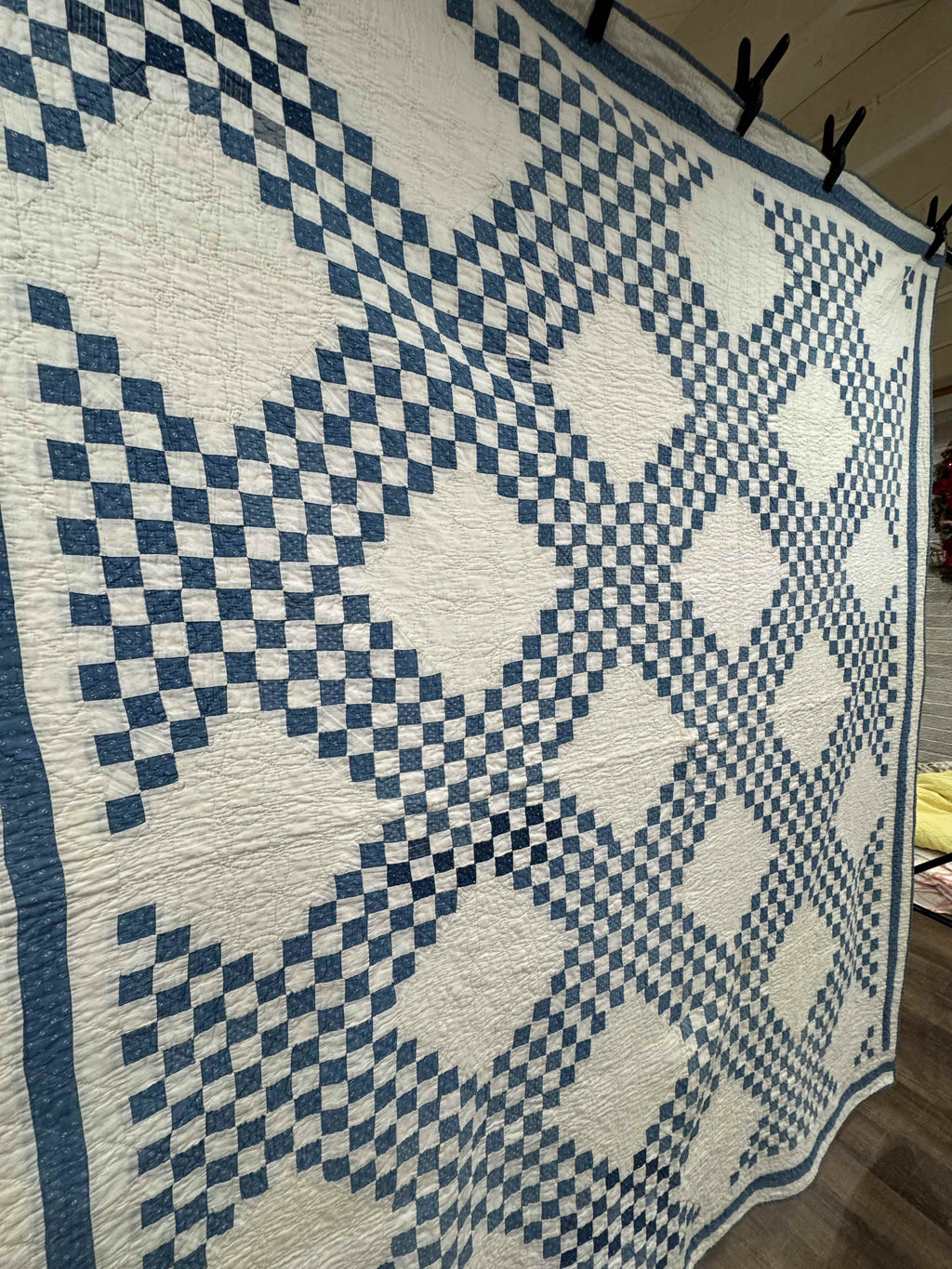 Antique Quilt Cadet Blue Triple Irish Chain