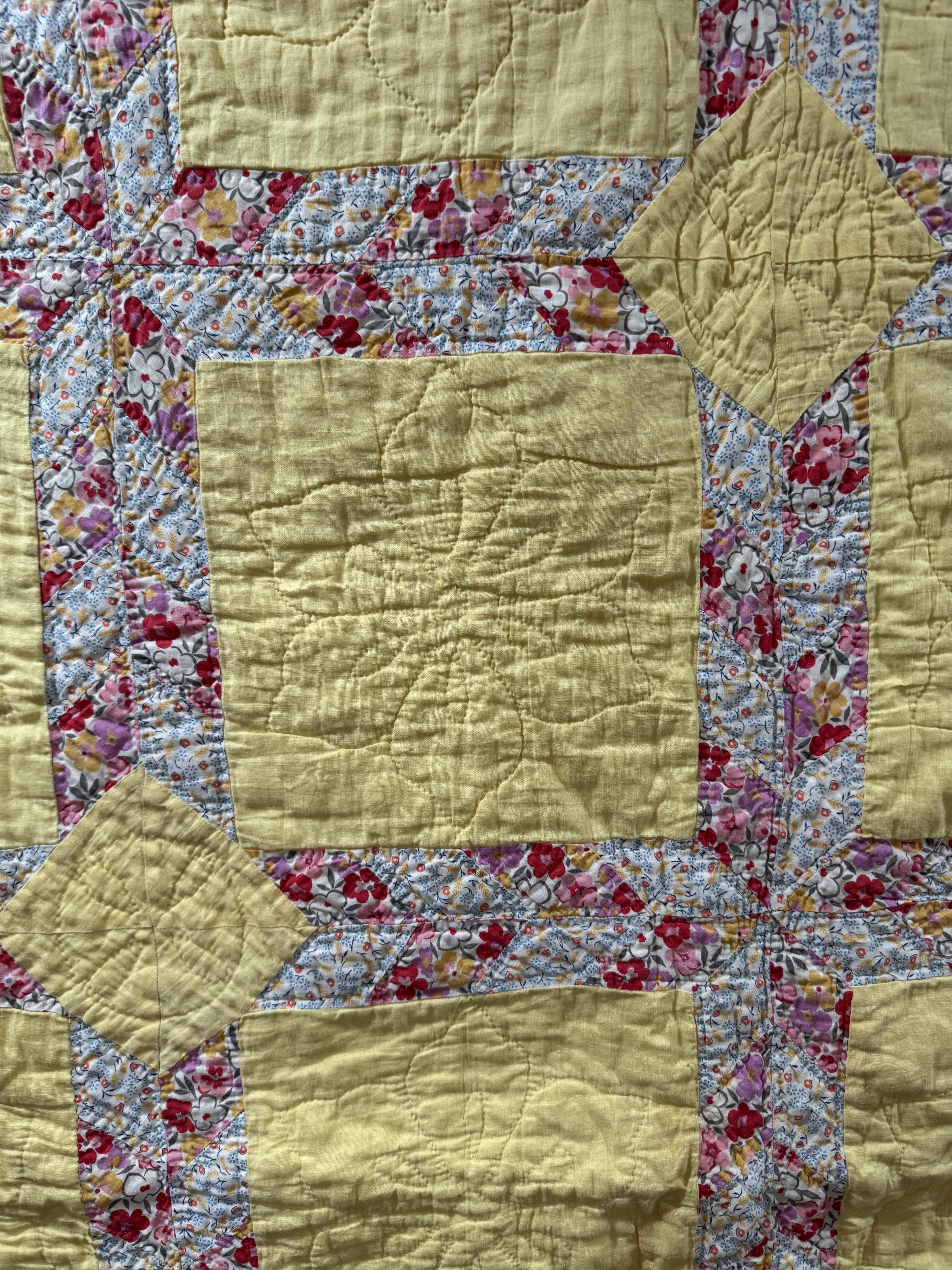 **SOLD** Vintage Quilt Lattice Yellow **SOLD**
