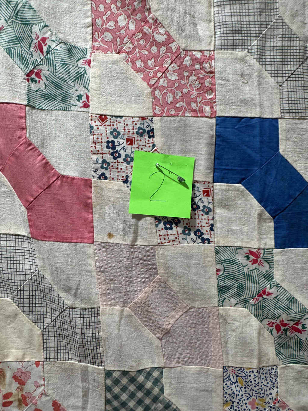 Vintage Quilt Top Snowball Four Patch Feed Sack