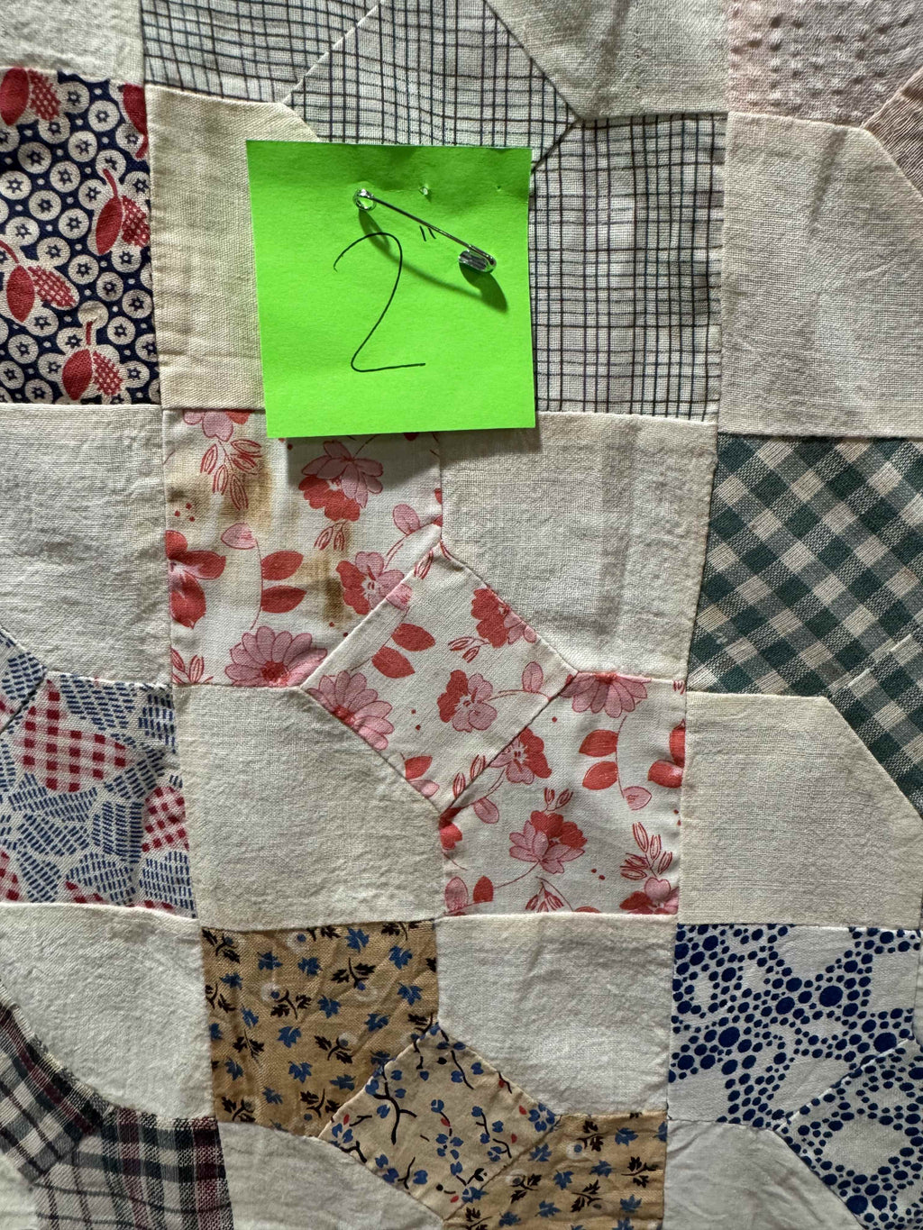 Vintage Quilt Top Snowball Four Patch Feed Sack