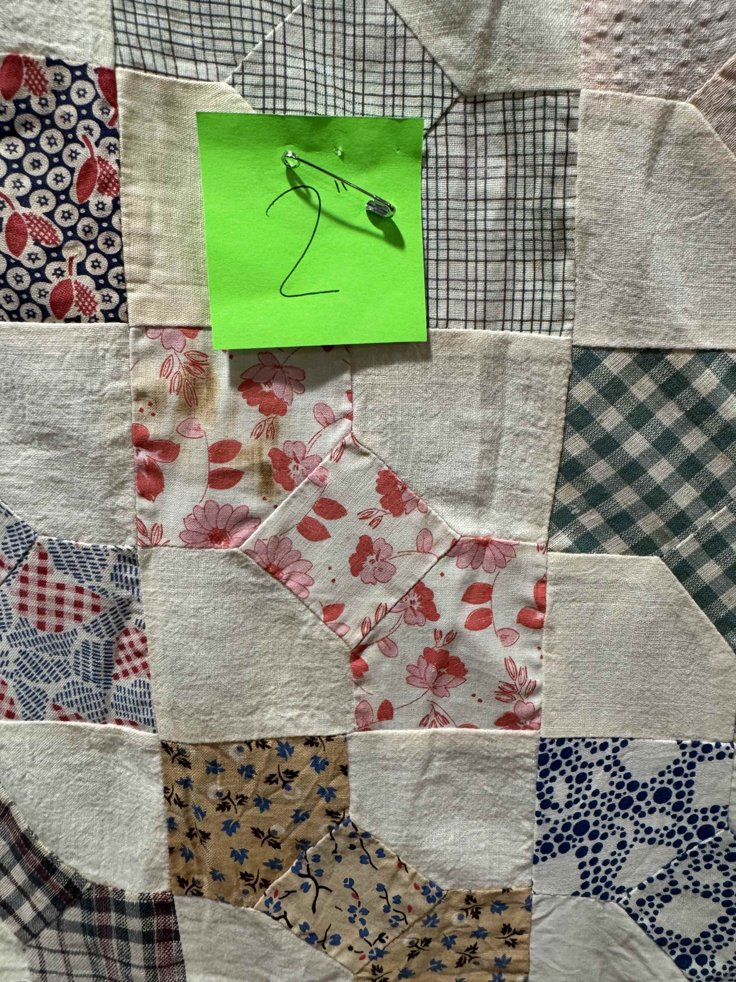 Vintage Quilt Top Snowball Four Patch Feed Sack