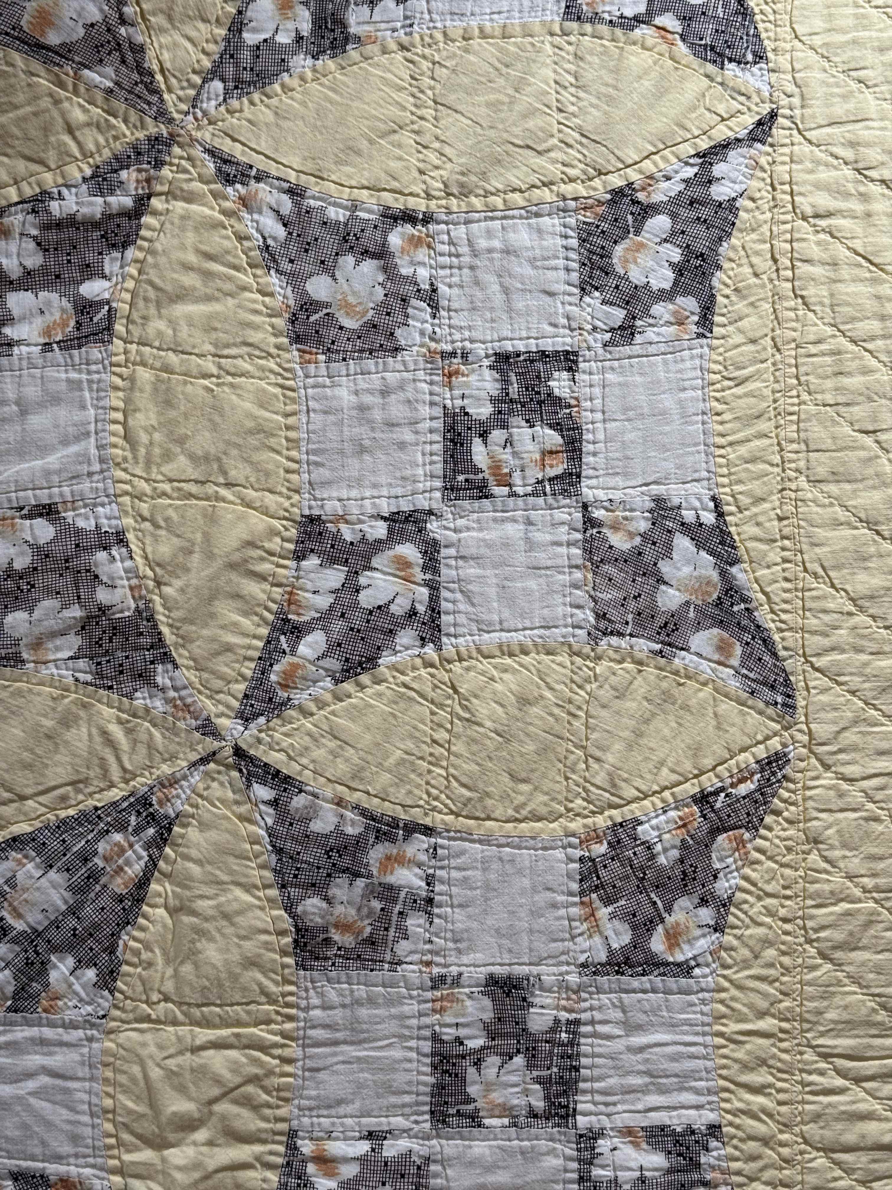 Vintage Quilt Glorified Nine Patch Yellow