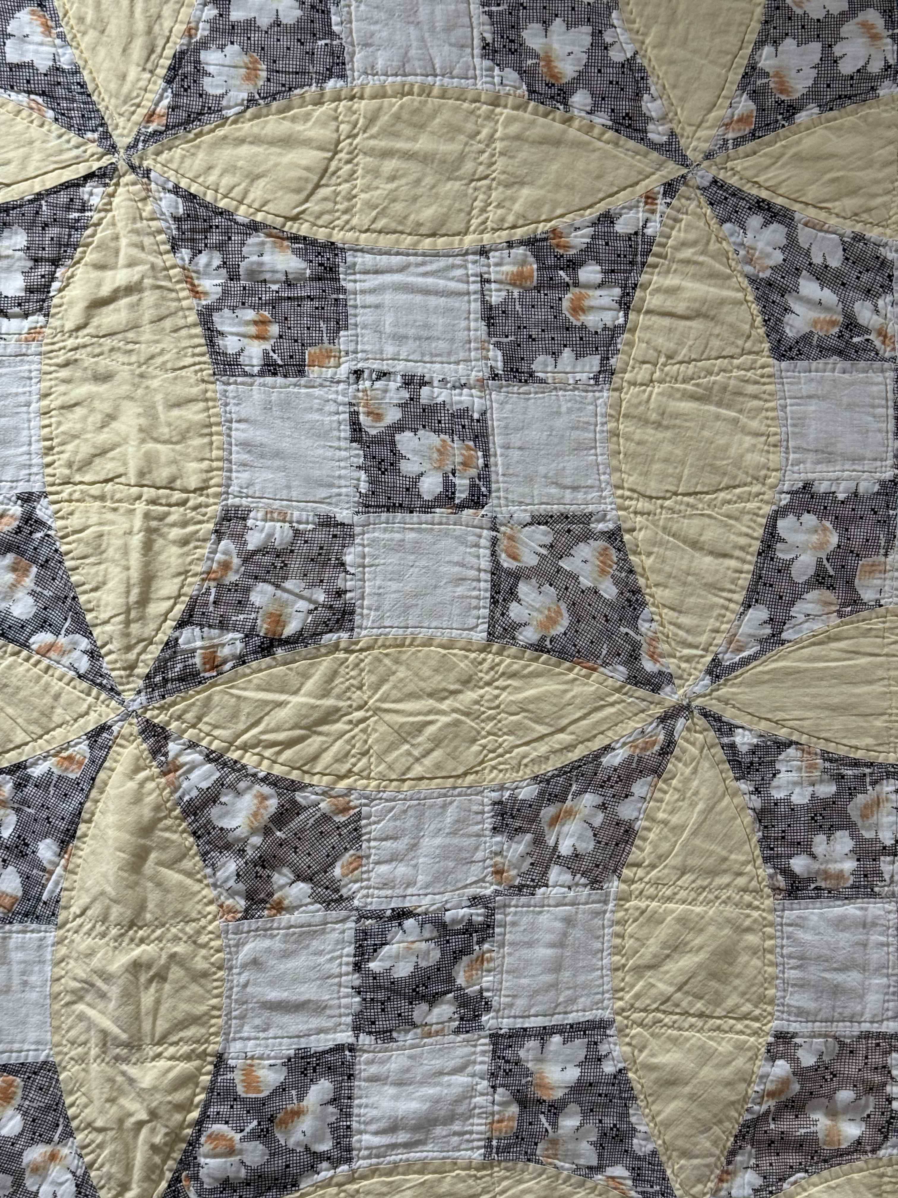 Vintage Quilt Glorified Nine Patch Yellow
