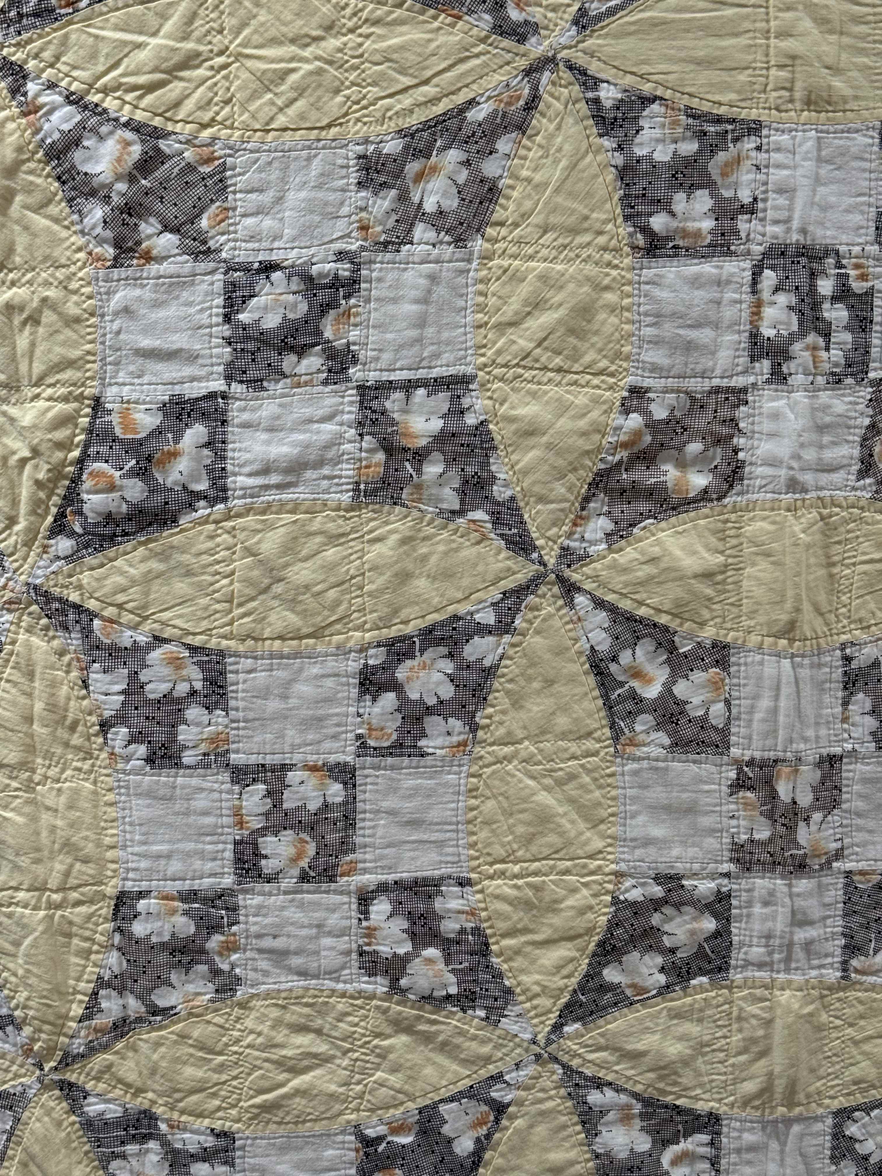 Vintage Quilt Glorified Nine Patch Yellow