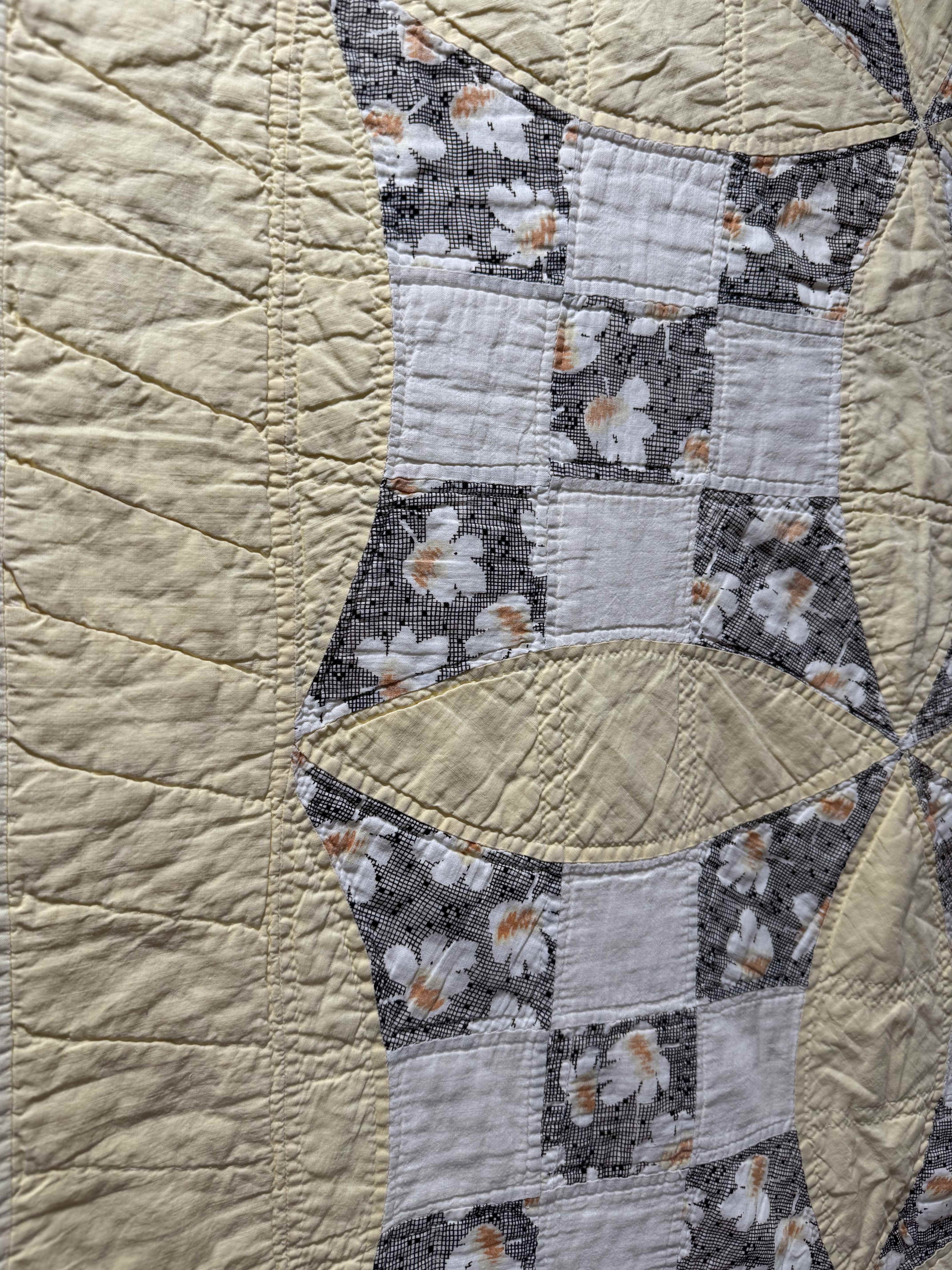 Vintage Quilt Glorified Nine Patch Yellow