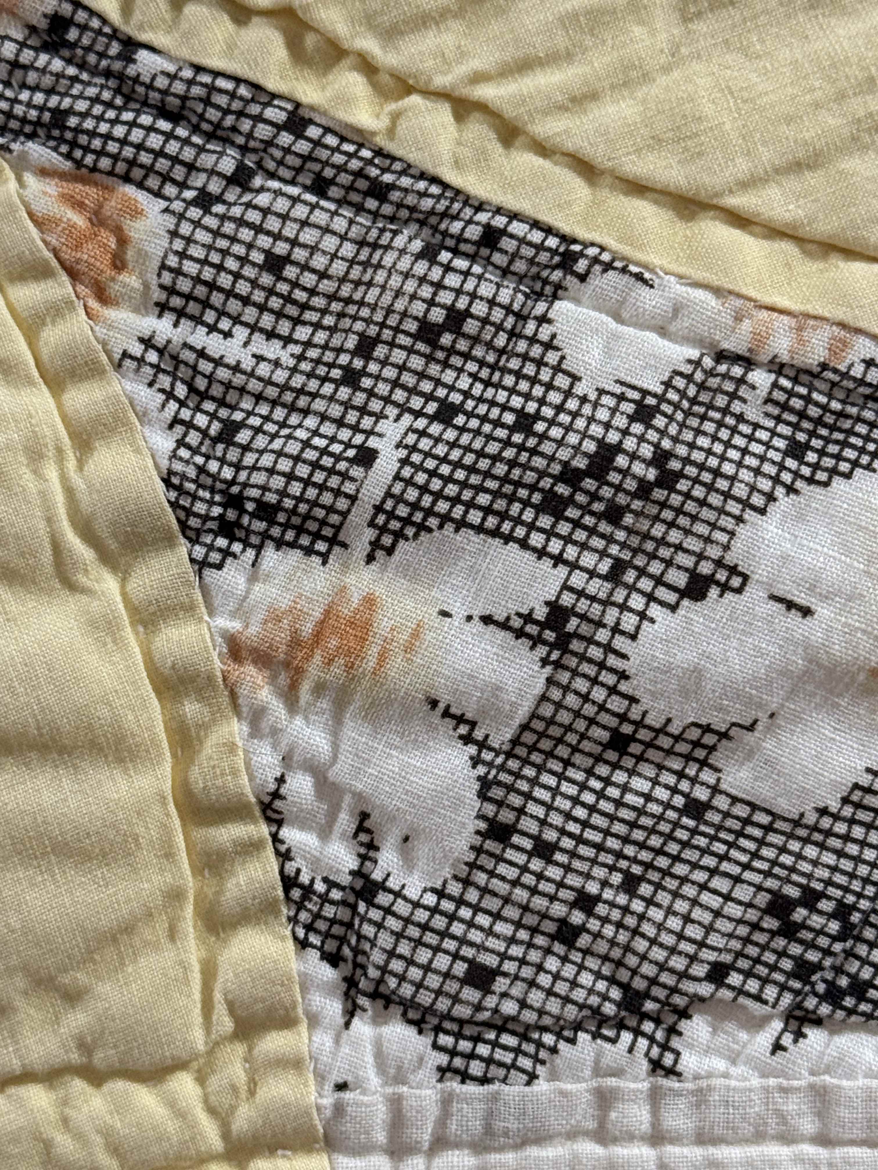 Vintage Quilt Glorified Nine Patch Yellow