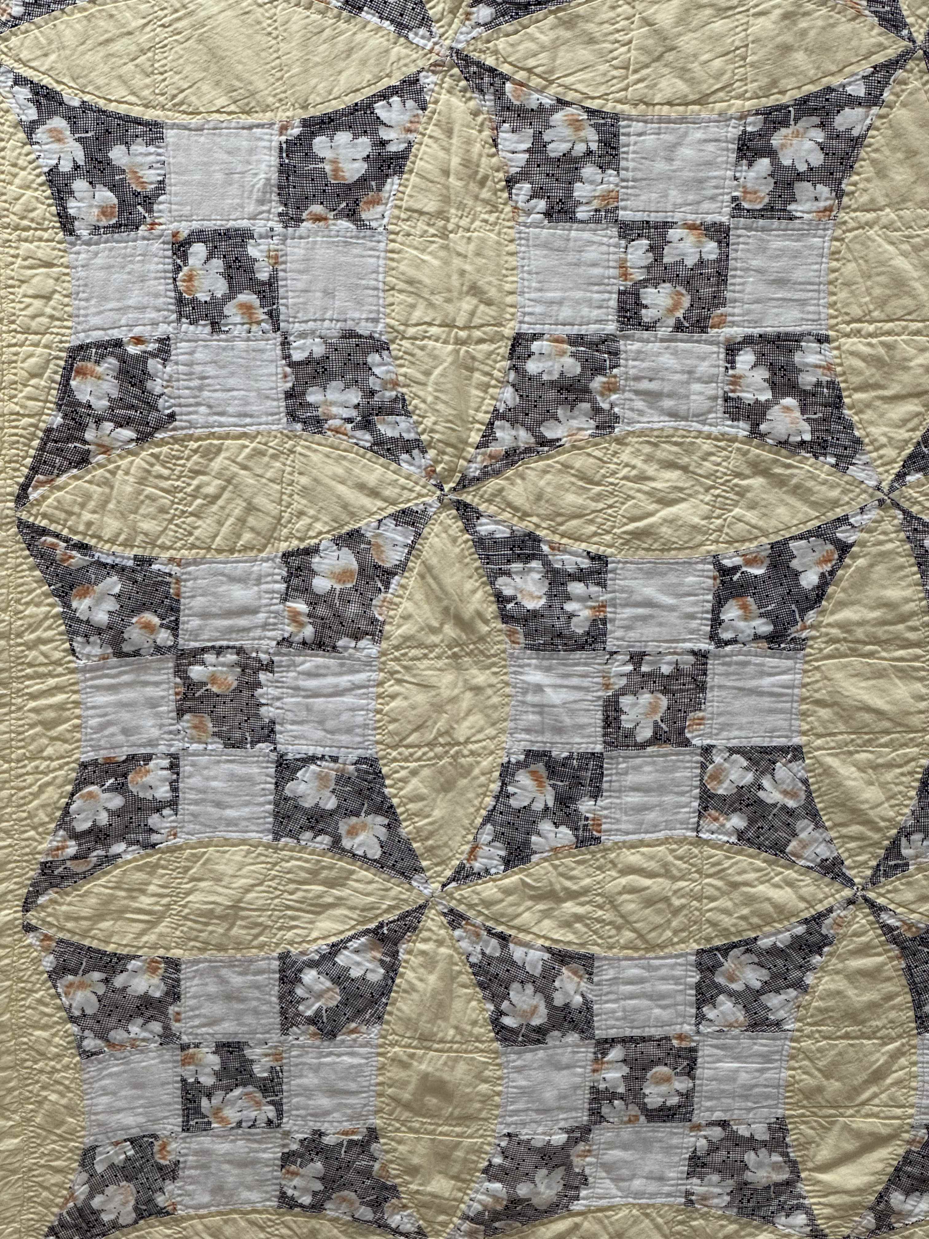 Vintage Quilt Glorified Nine Patch Yellow