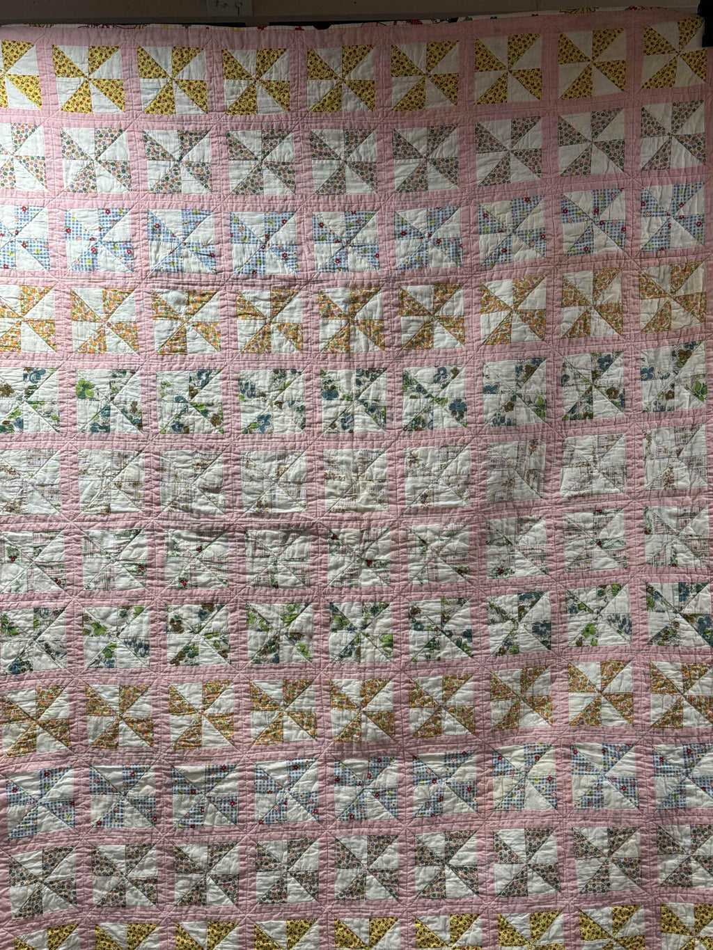 Vintage Feed Sack Pinwheel Crib Quilt