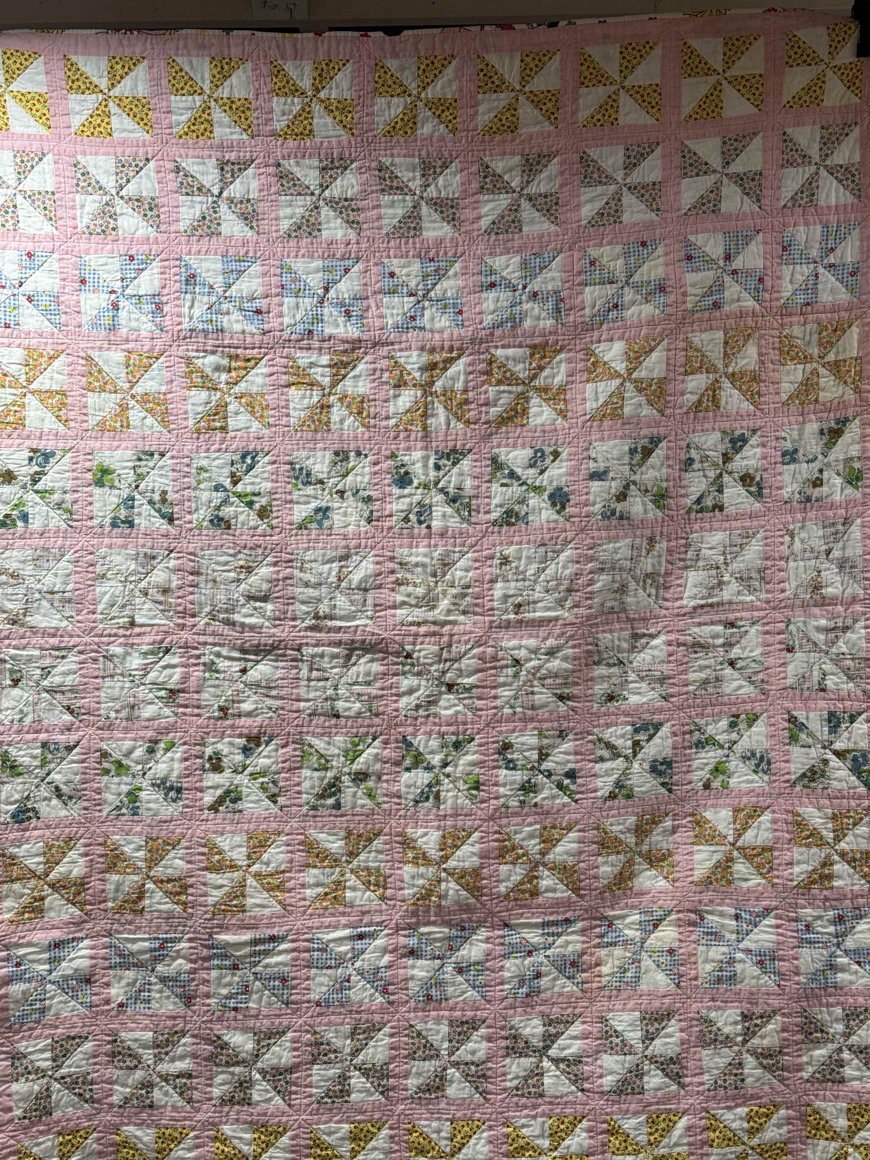Vintage Feed Sack Pinwheel Crib Quilt