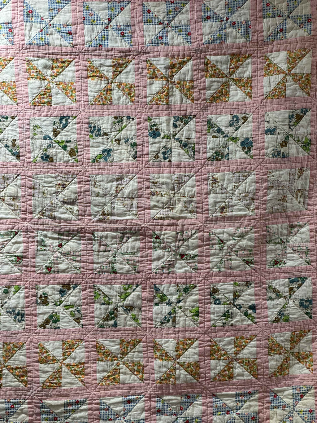 Vintage Feed Sack Pinwheel Crib Quilt