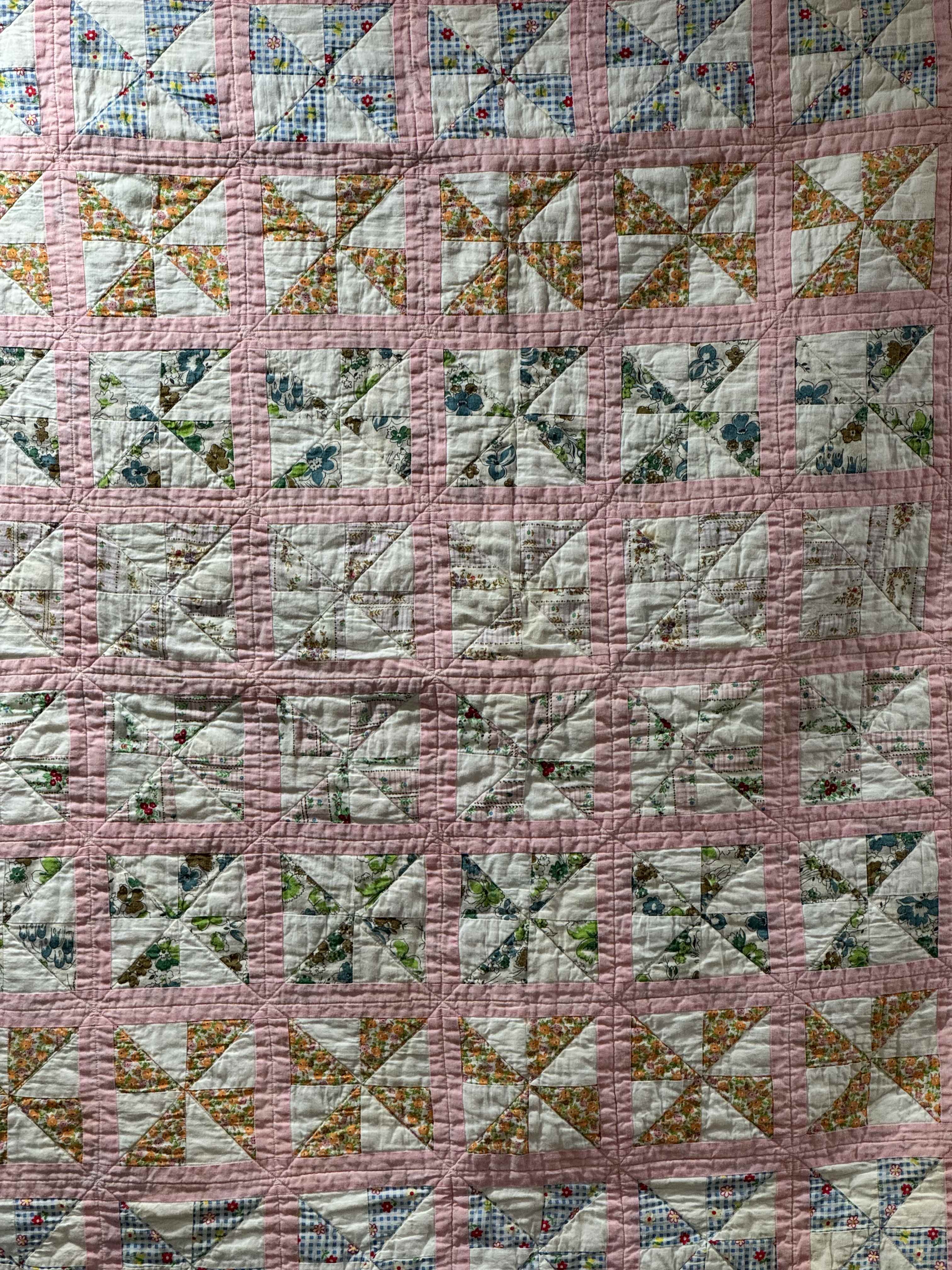 Vintage Feed Sack Pinwheel Crib Quilt